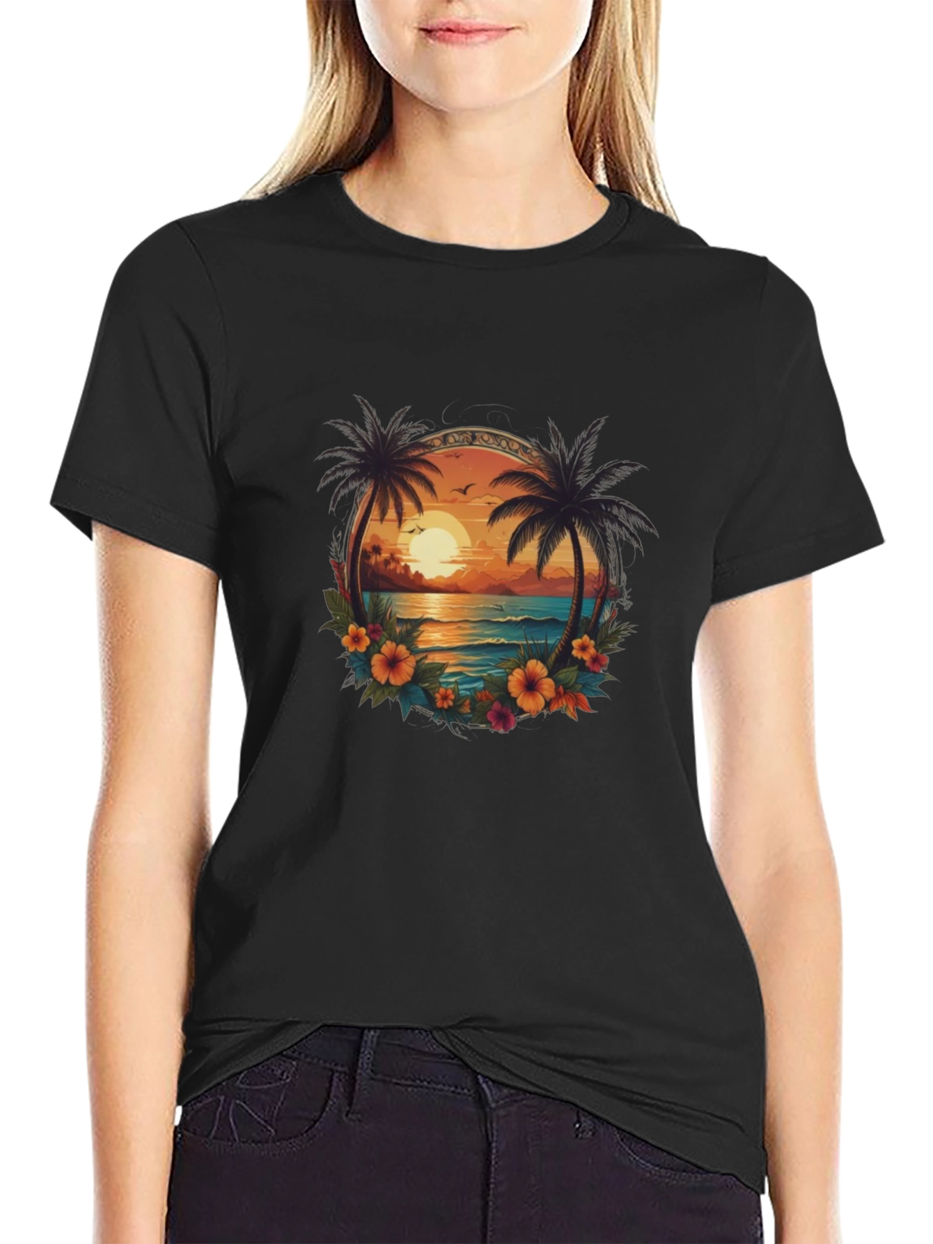 Tropical Sunset Graphic Tee - Island Vibes
