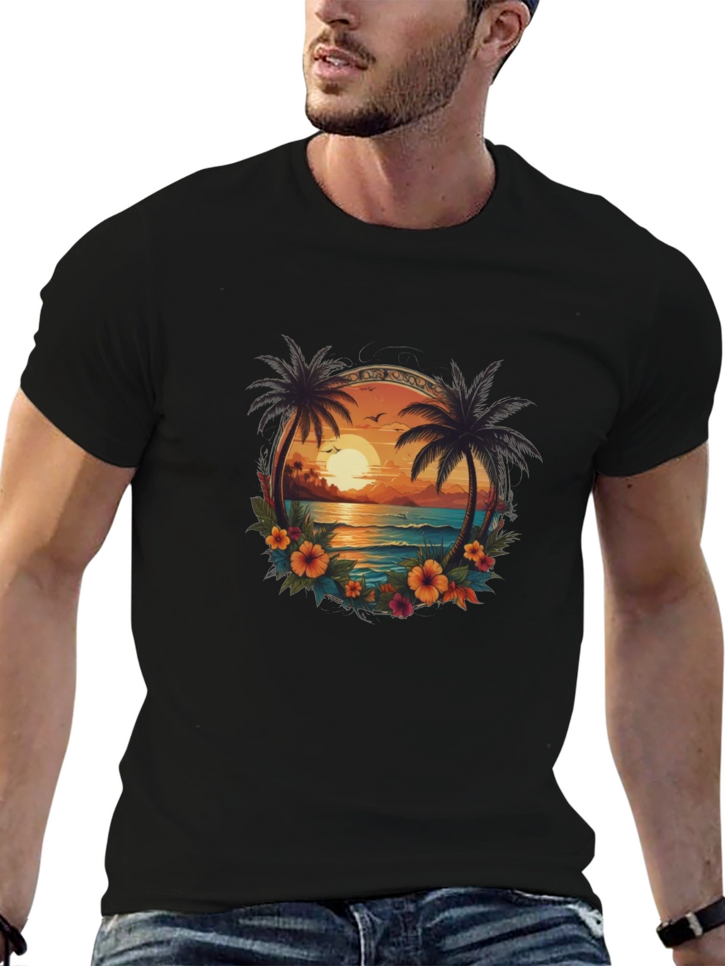 Tropical Sunset Graphic Tee - Island Vibes