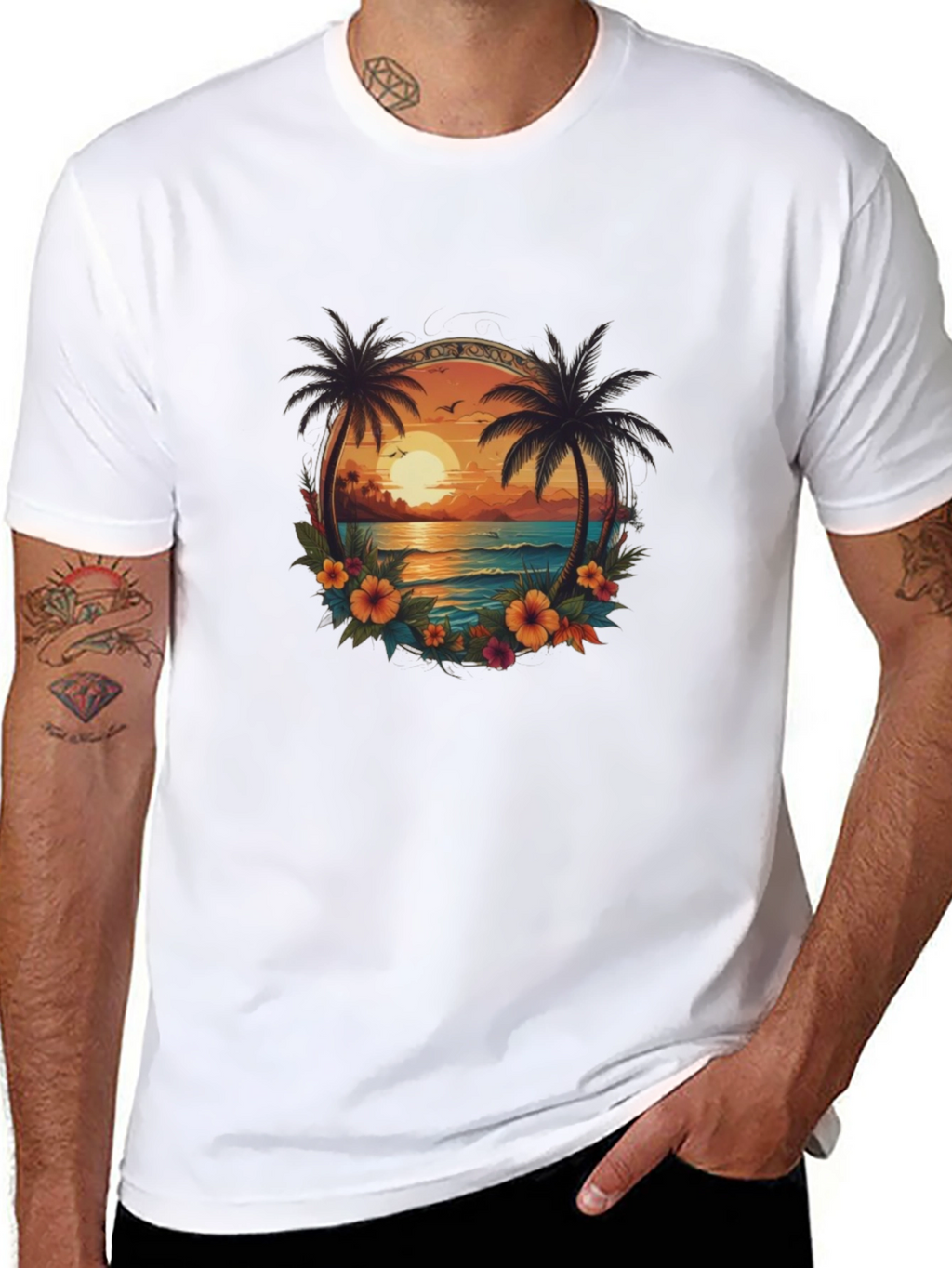 Tropical Sunset Graphic Tee - Island Vibes