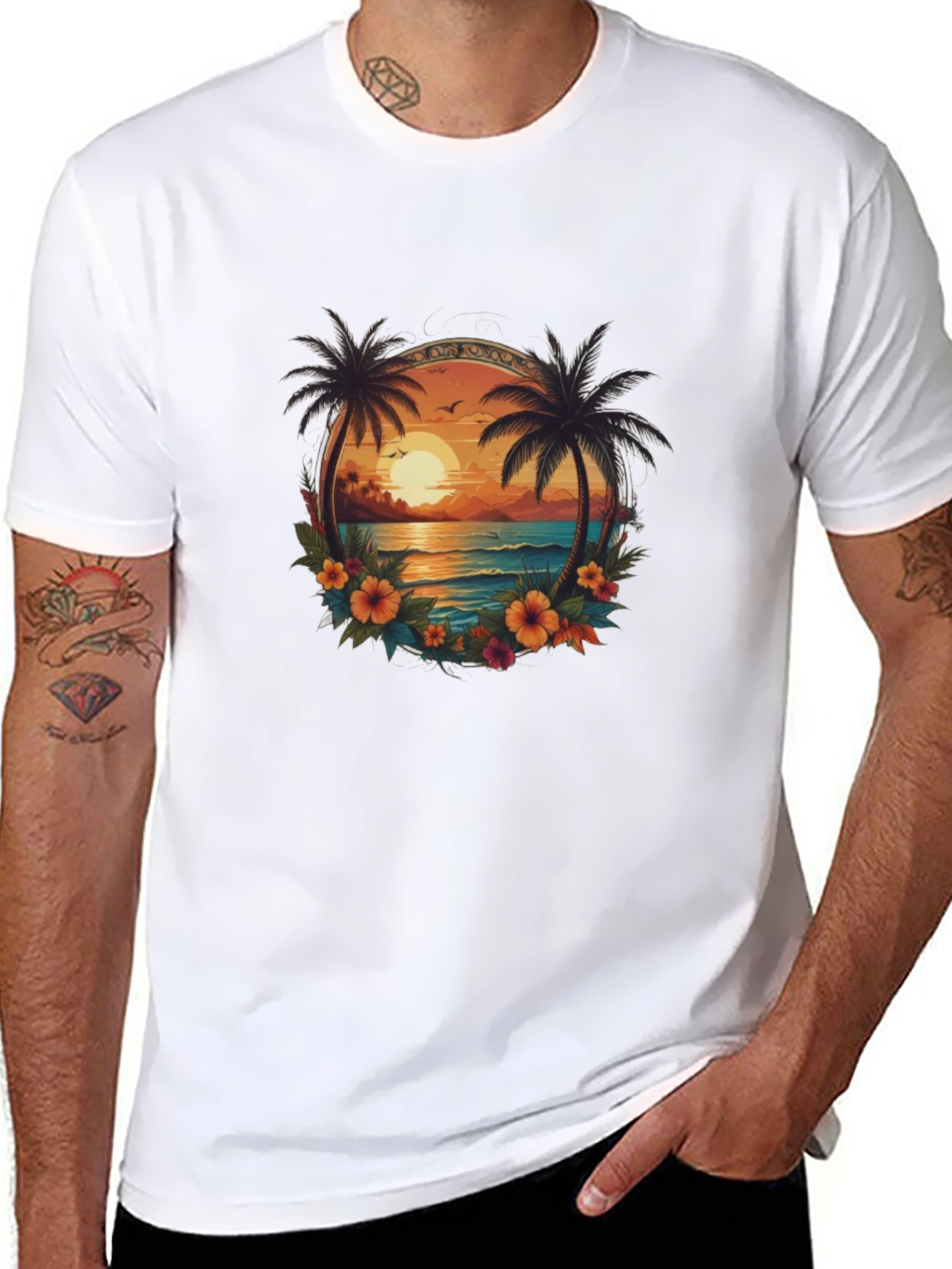 Tropical Sunset Graphic Tee - Island Vibes