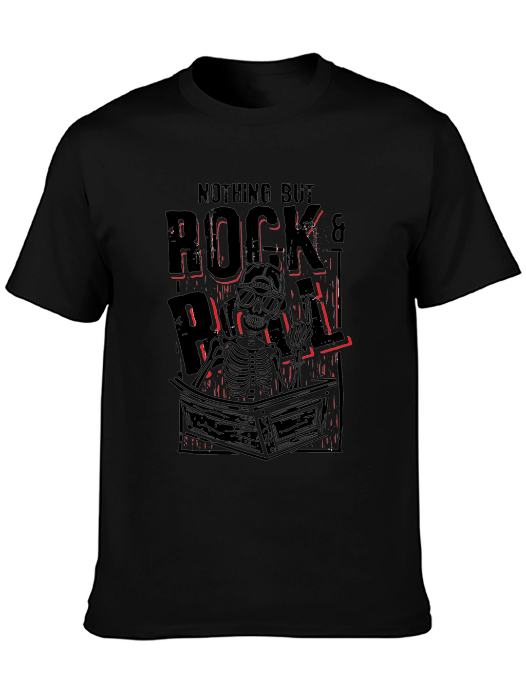Rock & Roll Skeleton Graphic Tee - Black