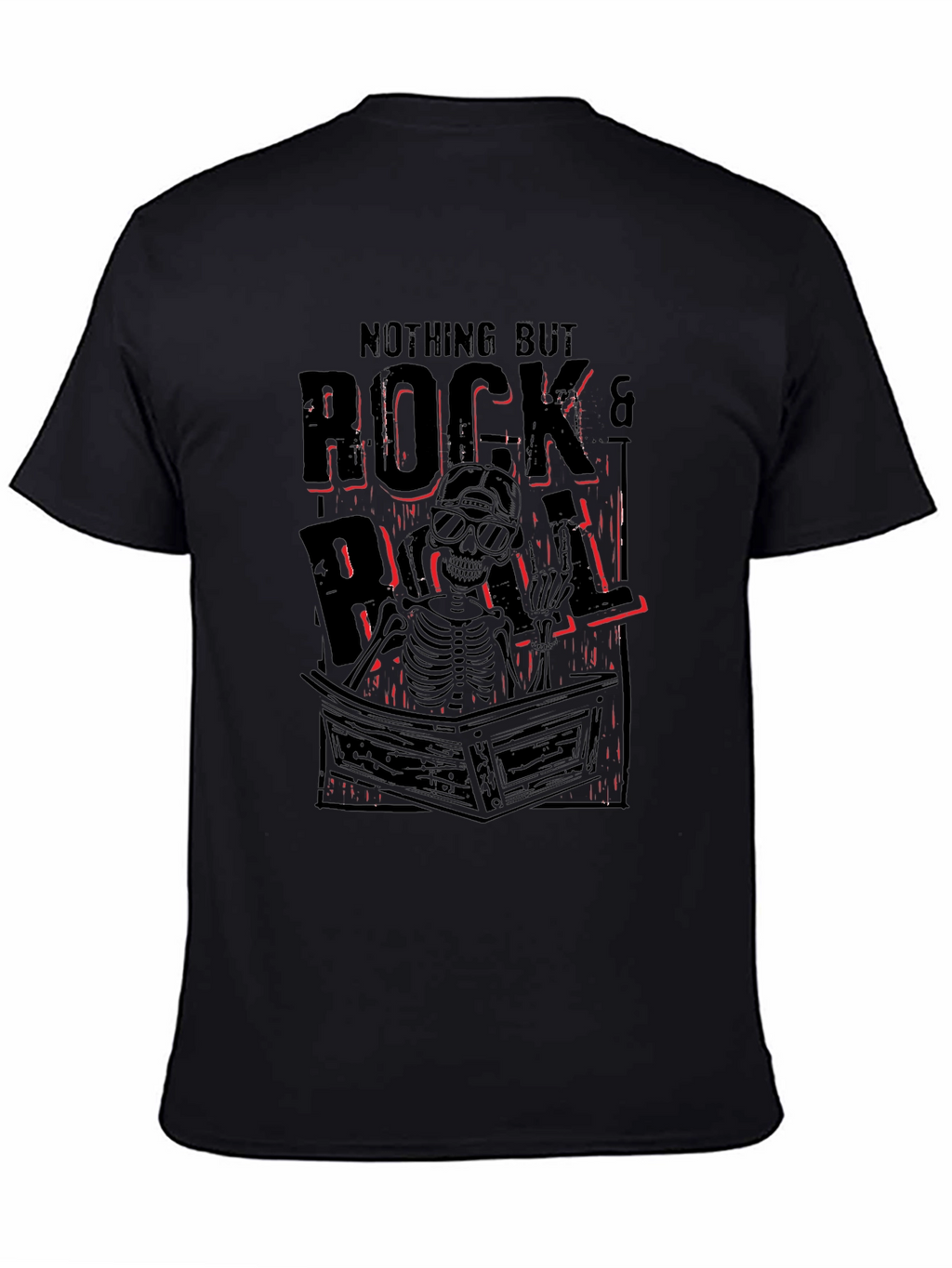 Rock & Roll Skeleton Graphic Tee - Black