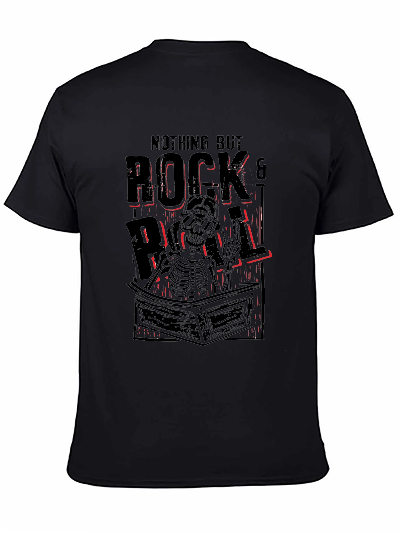 Rock & Roll Skeleton Graphic Tee - Black