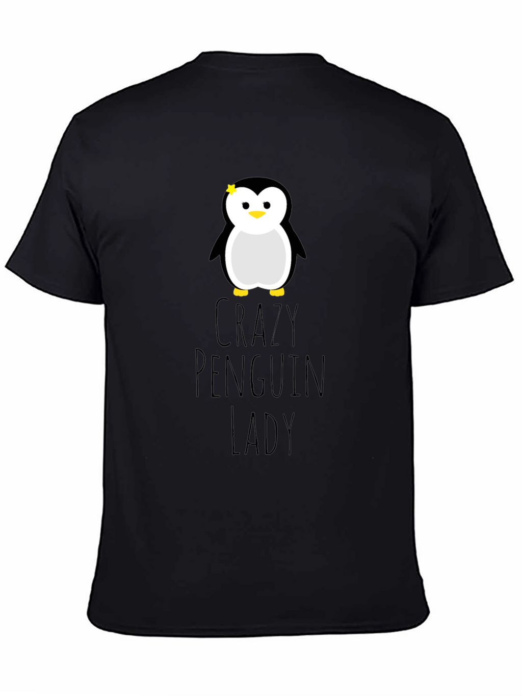 Crazy Penguin Lady Graphic Tee - Unisex Black T-Shirt