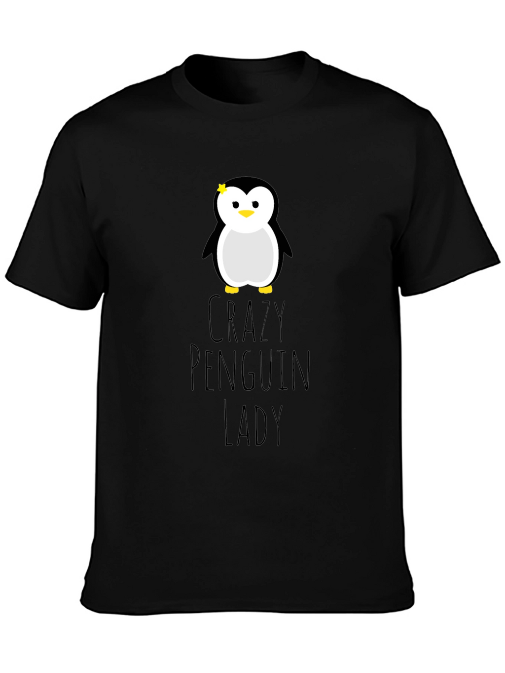 Crazy Penguin Lady Graphic Tee - Unisex Black T-Shirt