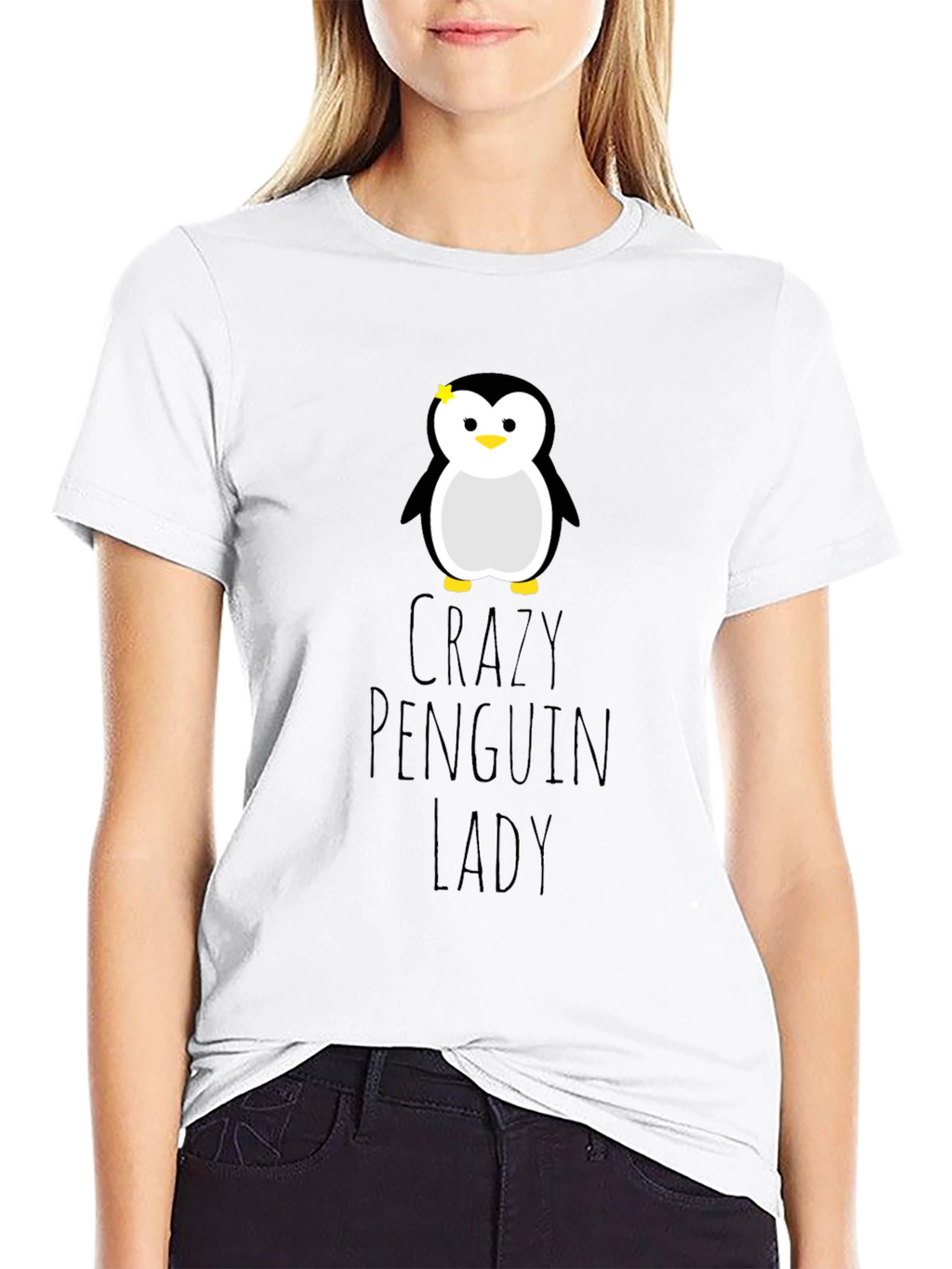 Crazy Penguin Lady Graphic Tee - Unisex Black T-Shirt