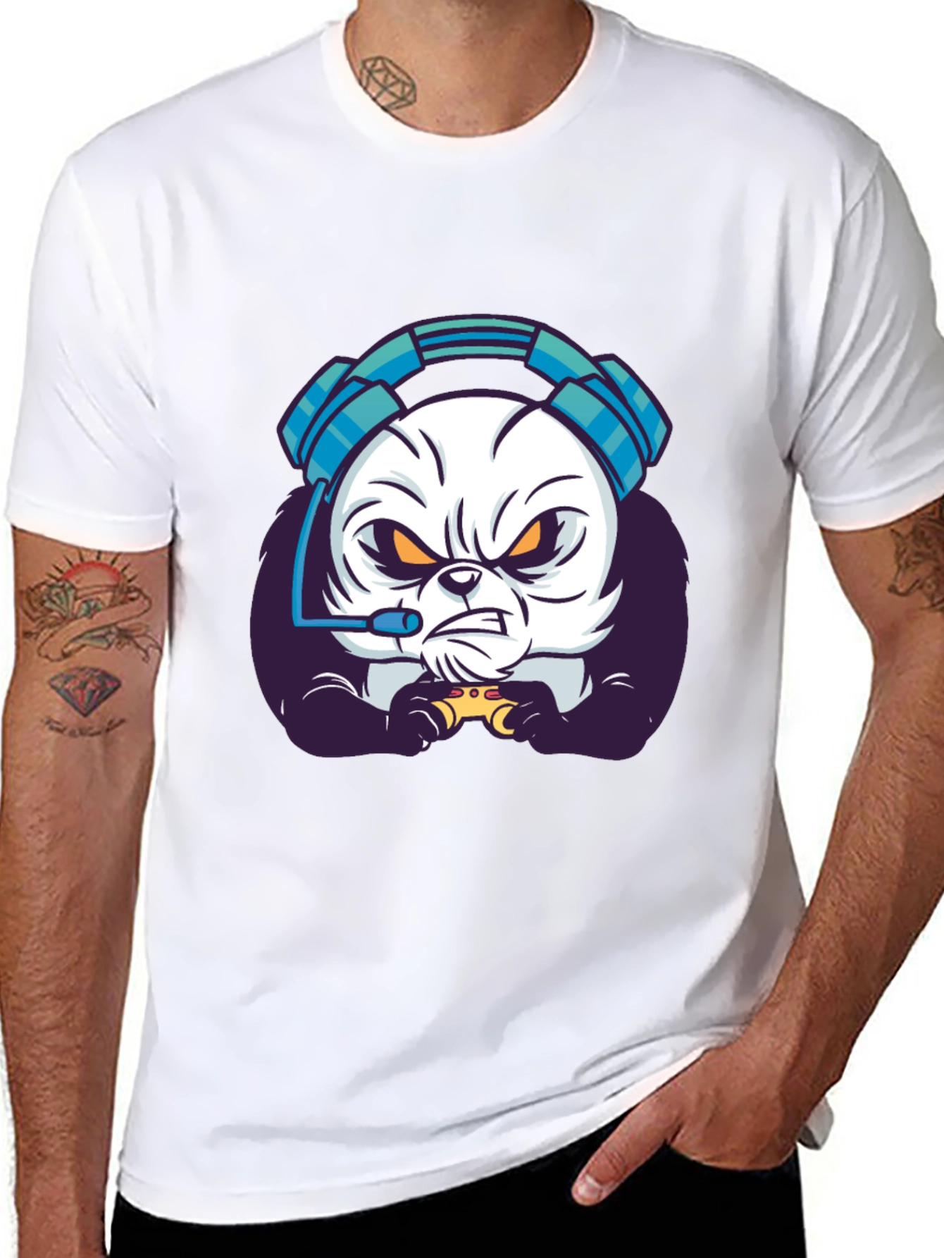 Gamer Panda T-Shirt - Black Graphic Tee