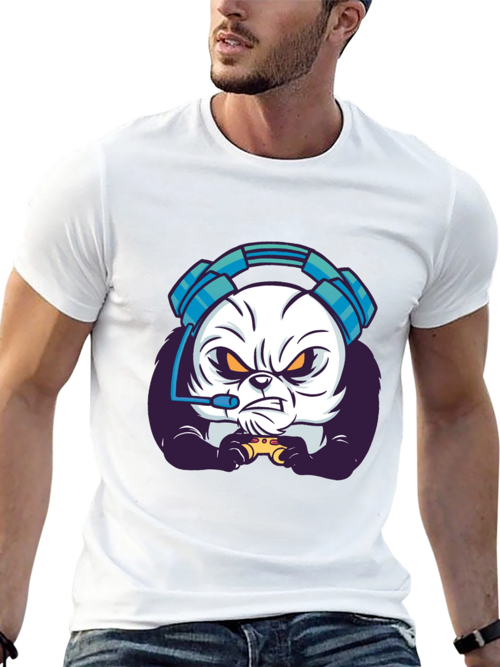 Gamer Panda T-Shirt - Black Graphic Tee