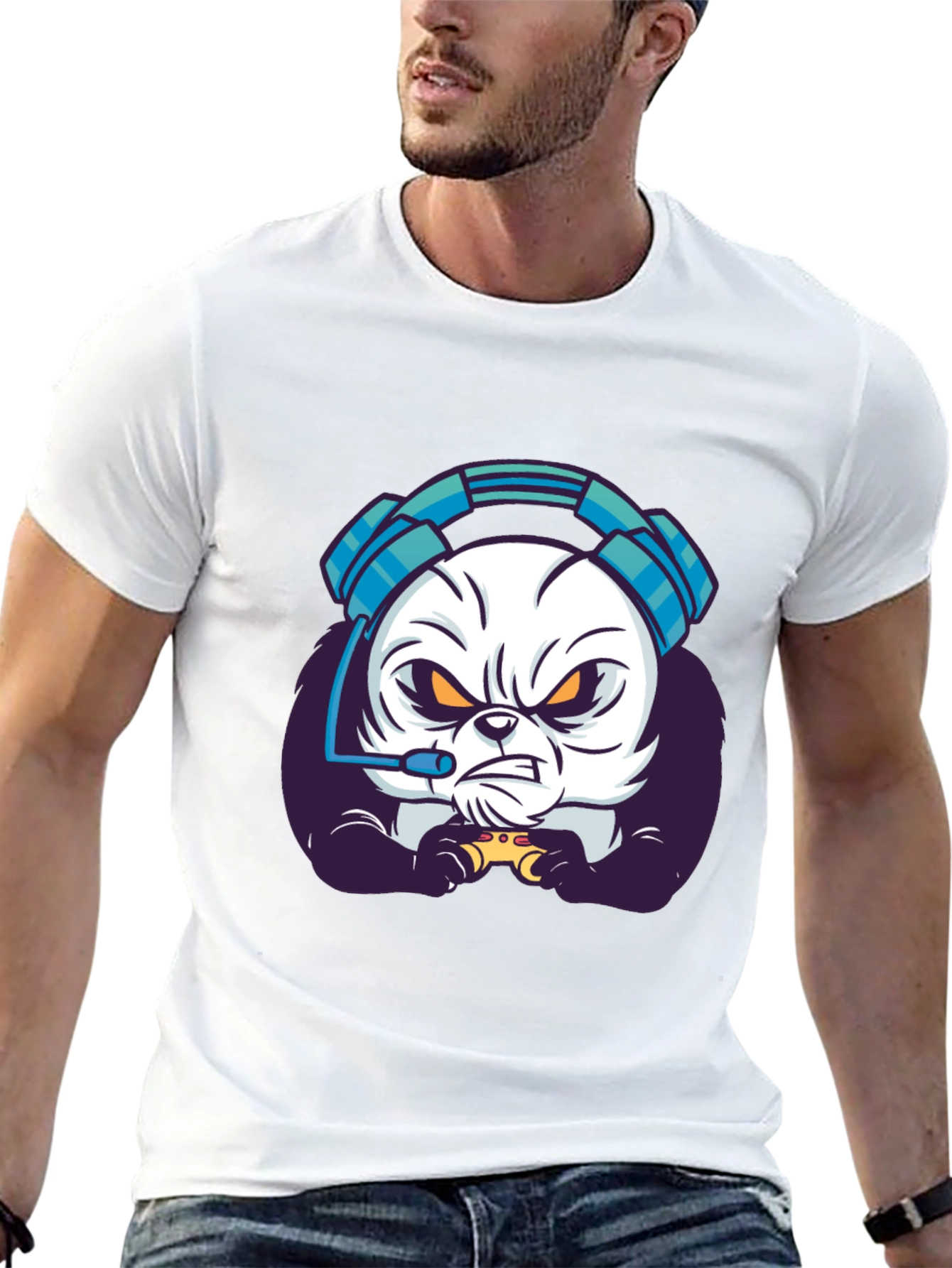 Gamer Panda T-Shirt - Black Graphic Tee