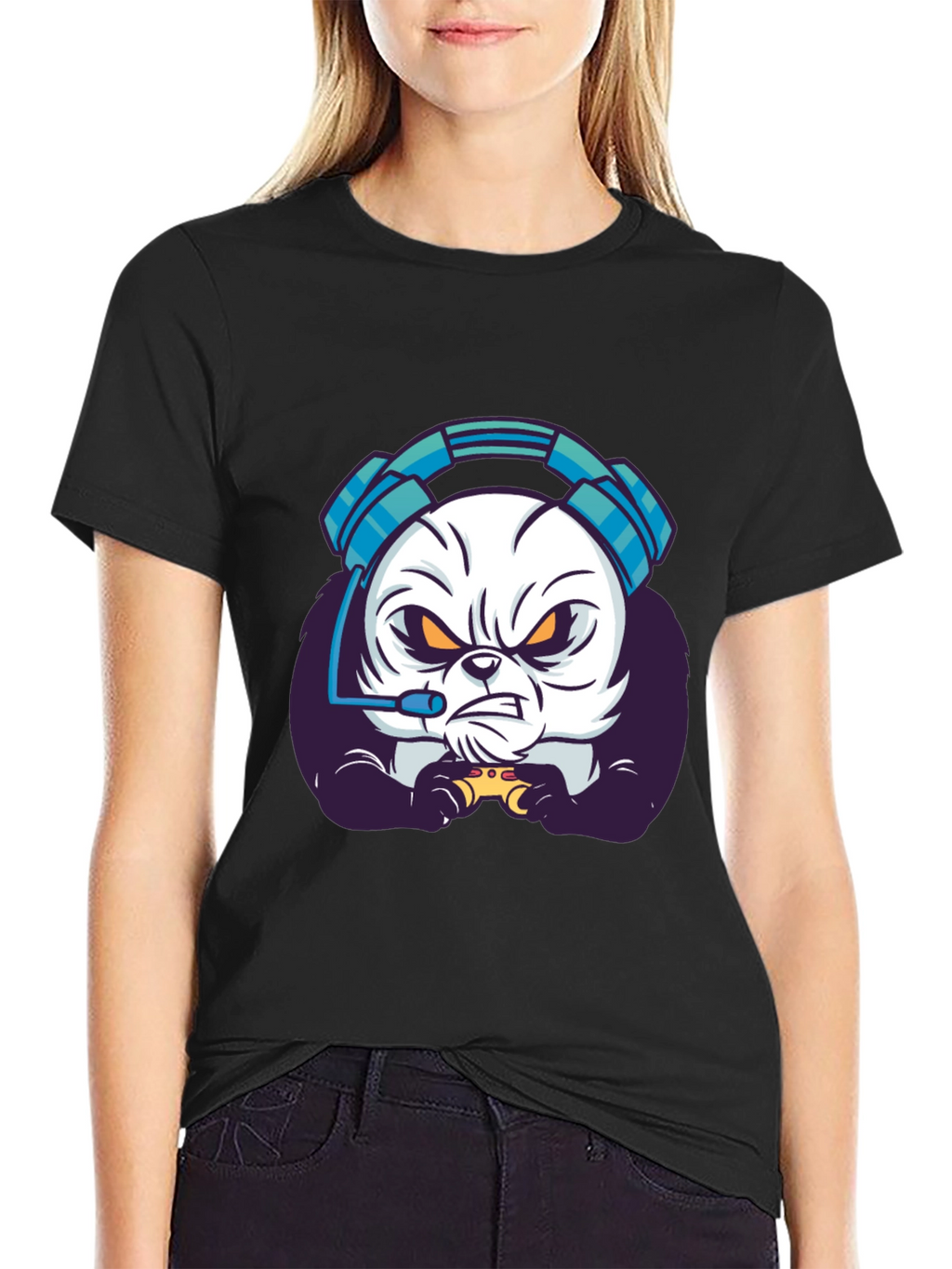 Gamer Panda T-Shirt - Black Graphic Tee