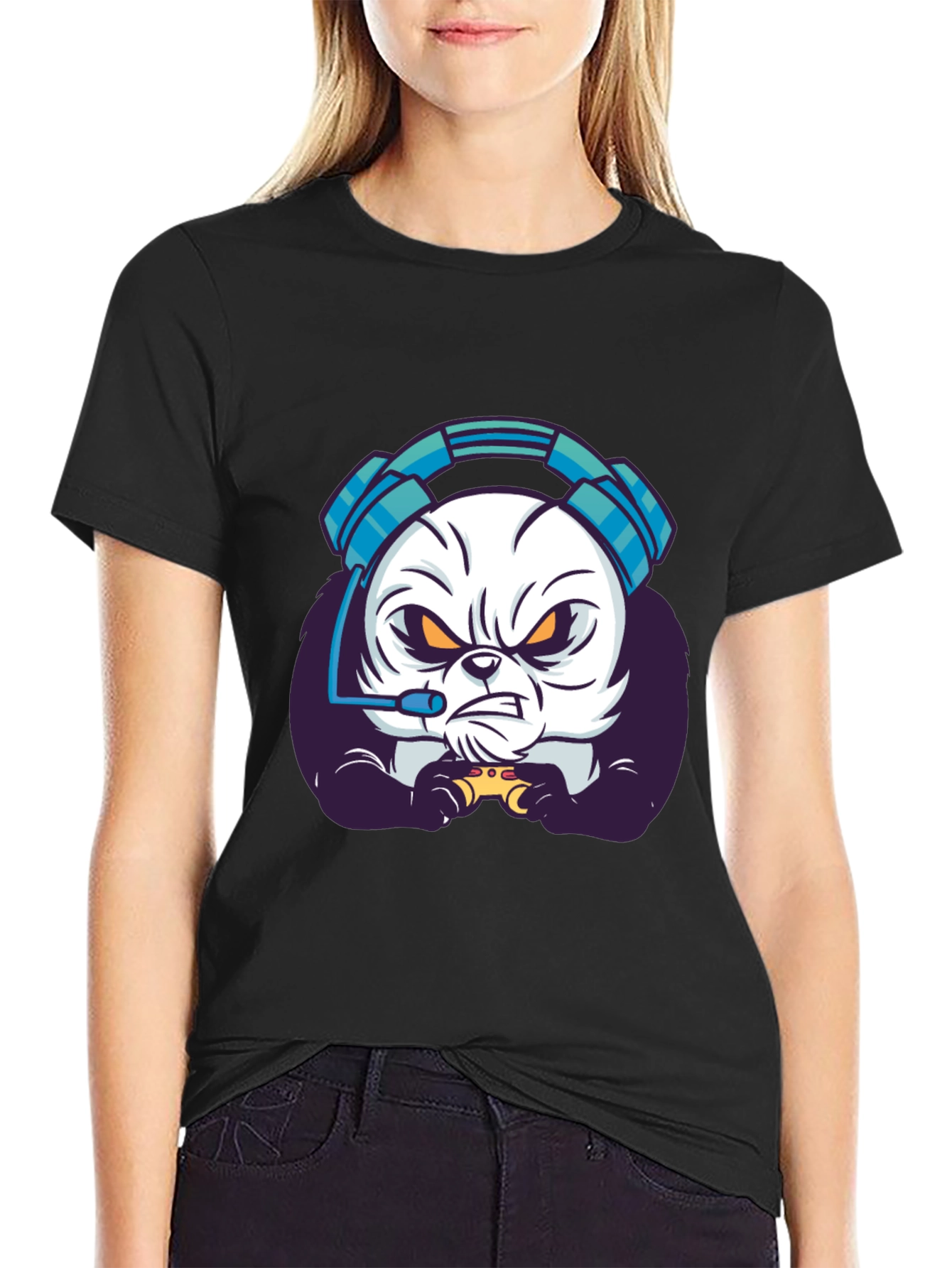 Gamer Panda T-Shirt - Black Graphic Tee
