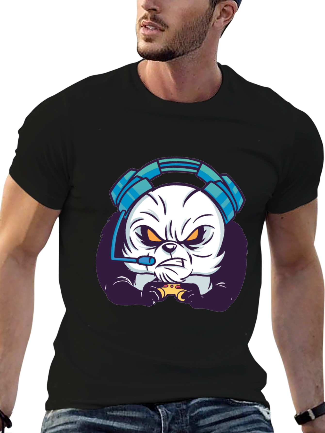 Gamer Panda T-Shirt - Black Graphic Tee