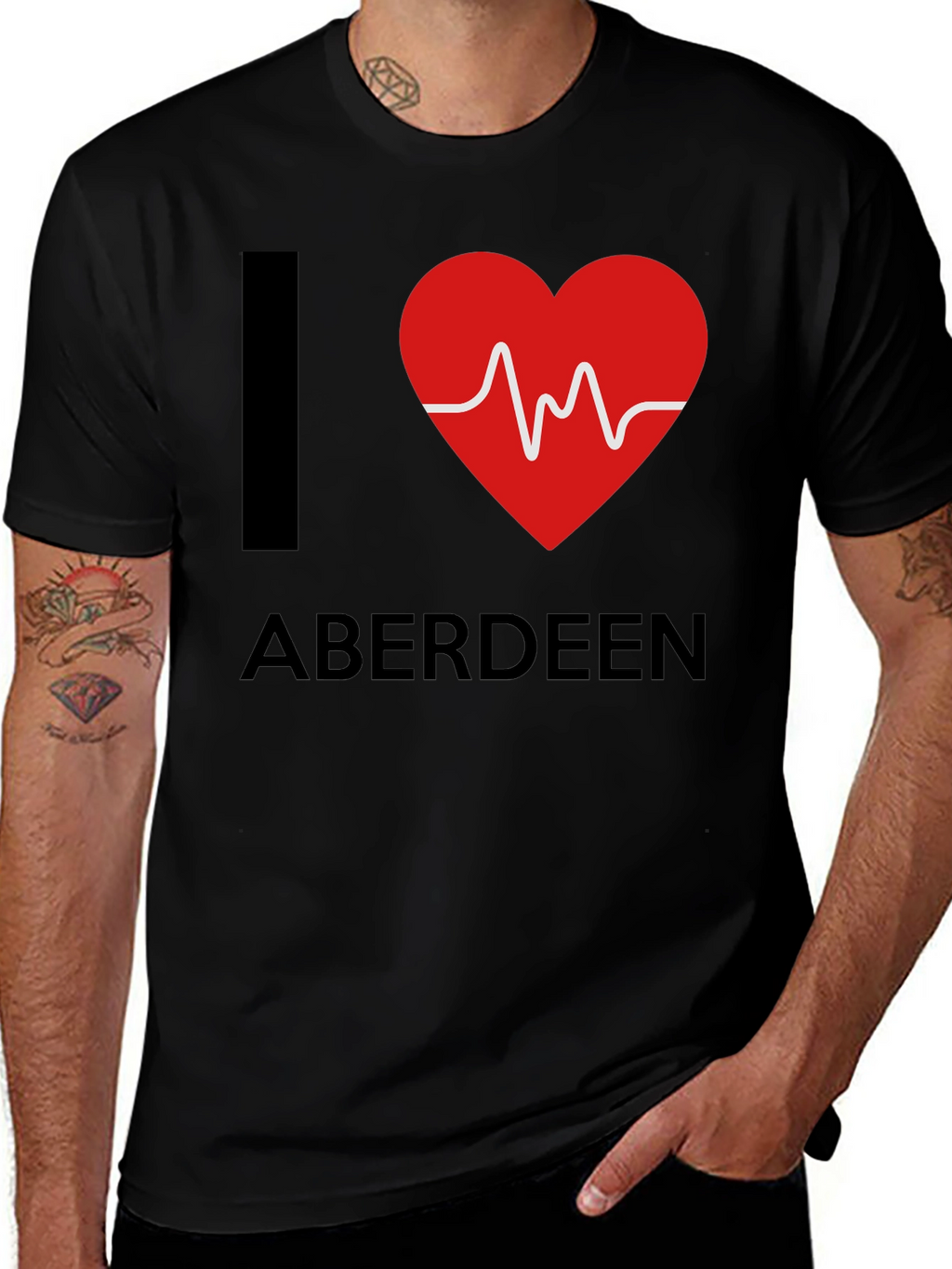 I Heart Aberdeen T-Shirt - Mens Black Tee