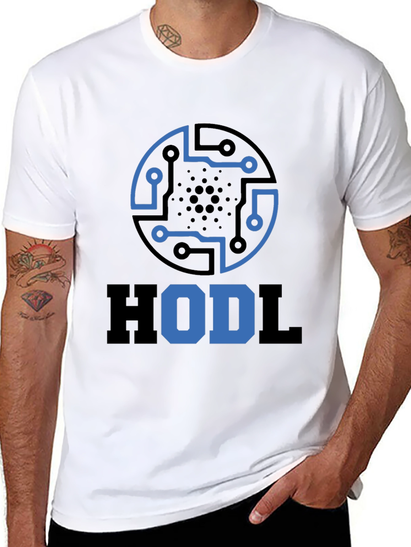 HODL Crypto Tee - Cardano Circuit Design Black T-Shirt
