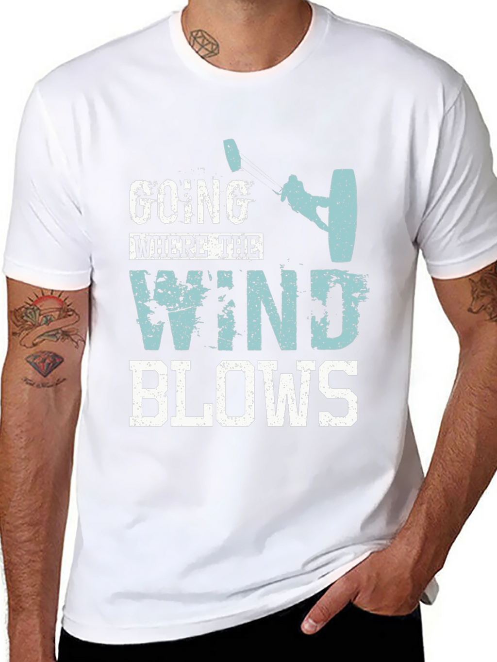 Wind Blows Graphic Tee - Kite Surfing Design