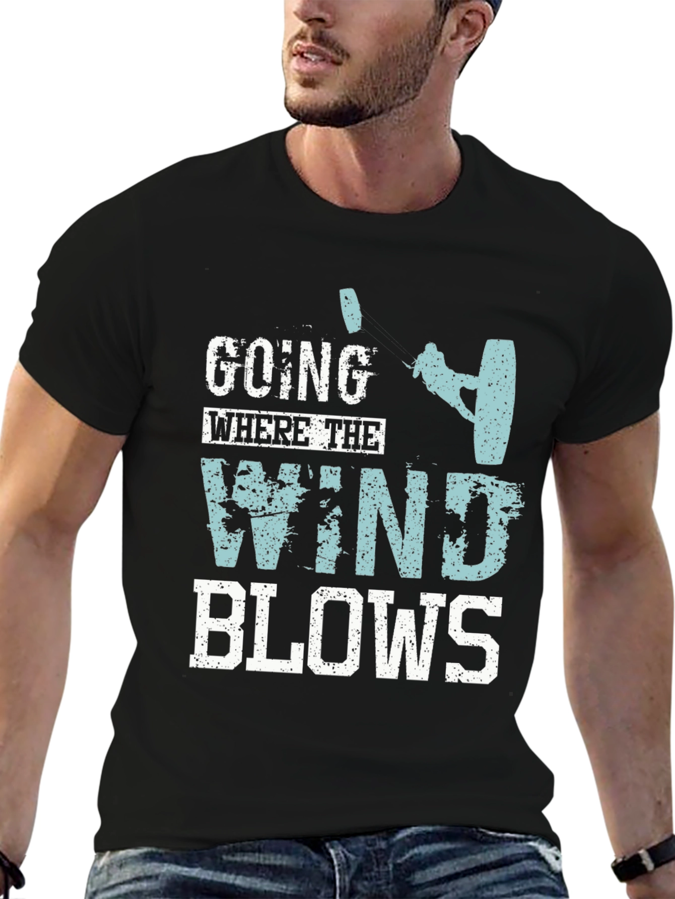 Wind Blows Graphic Tee - Kite Surfing Design