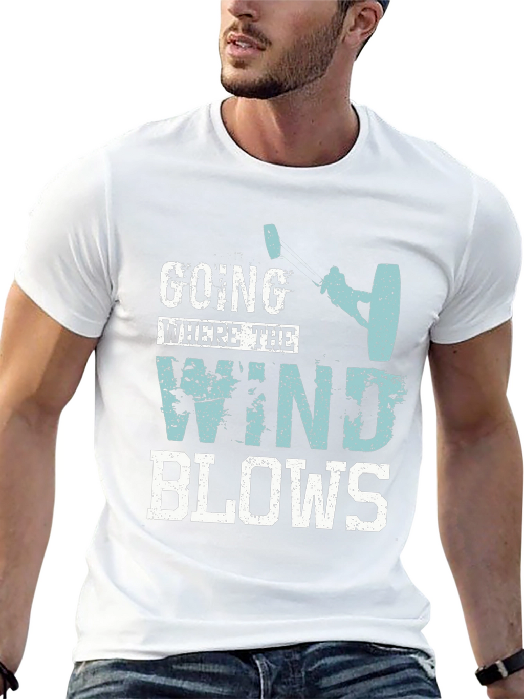 Wind Blows Graphic Tee - Kite Surfing Design