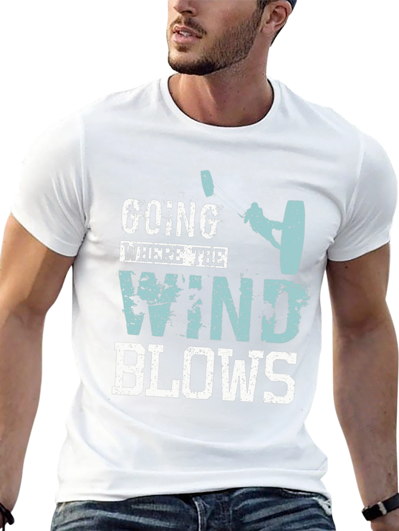 Wind Blows Graphic Tee - Kite Surfing Design