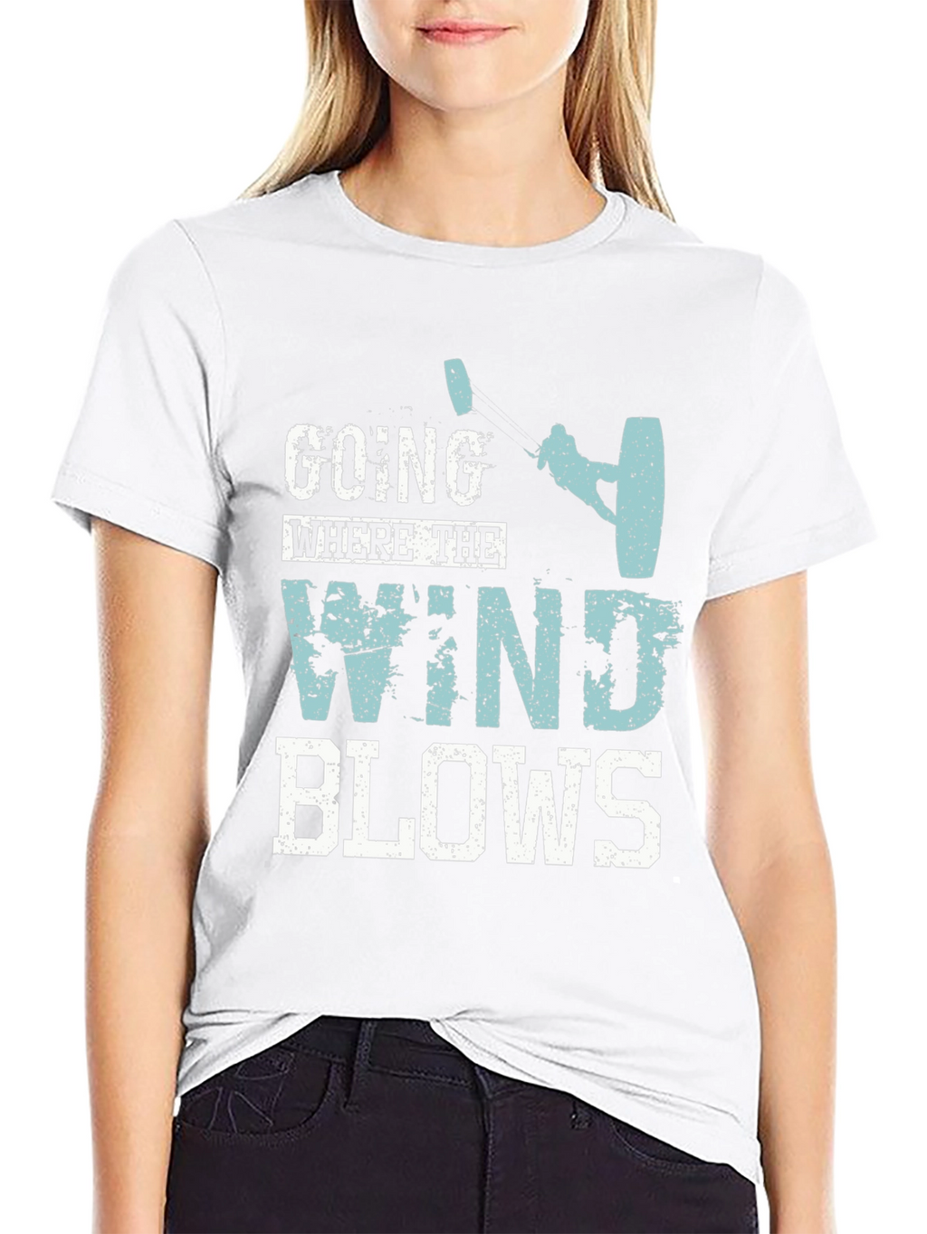 Wind Blows Graphic Tee - Kite Surfing Design