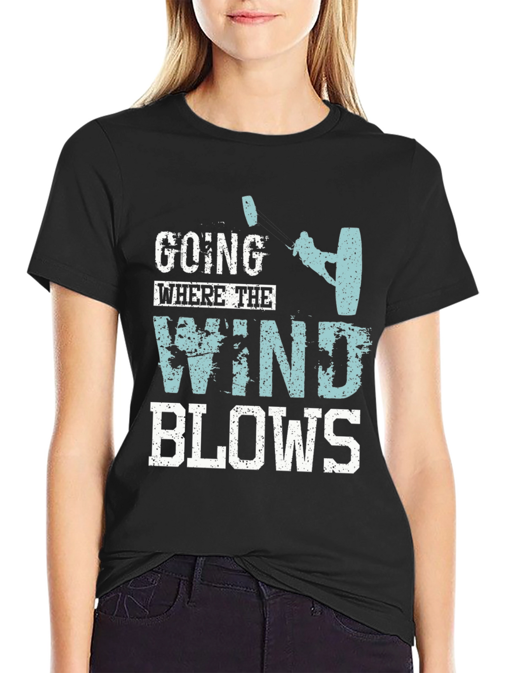 Wind Blows Graphic Tee - Kite Surfing Design