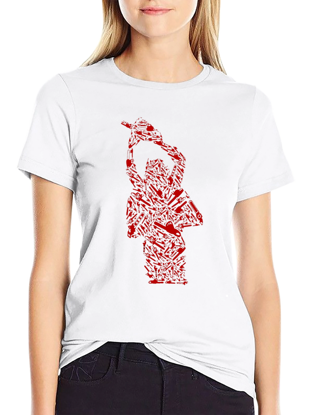 Red Texas Chainsaw Massacre Graphic Black T-Shirt