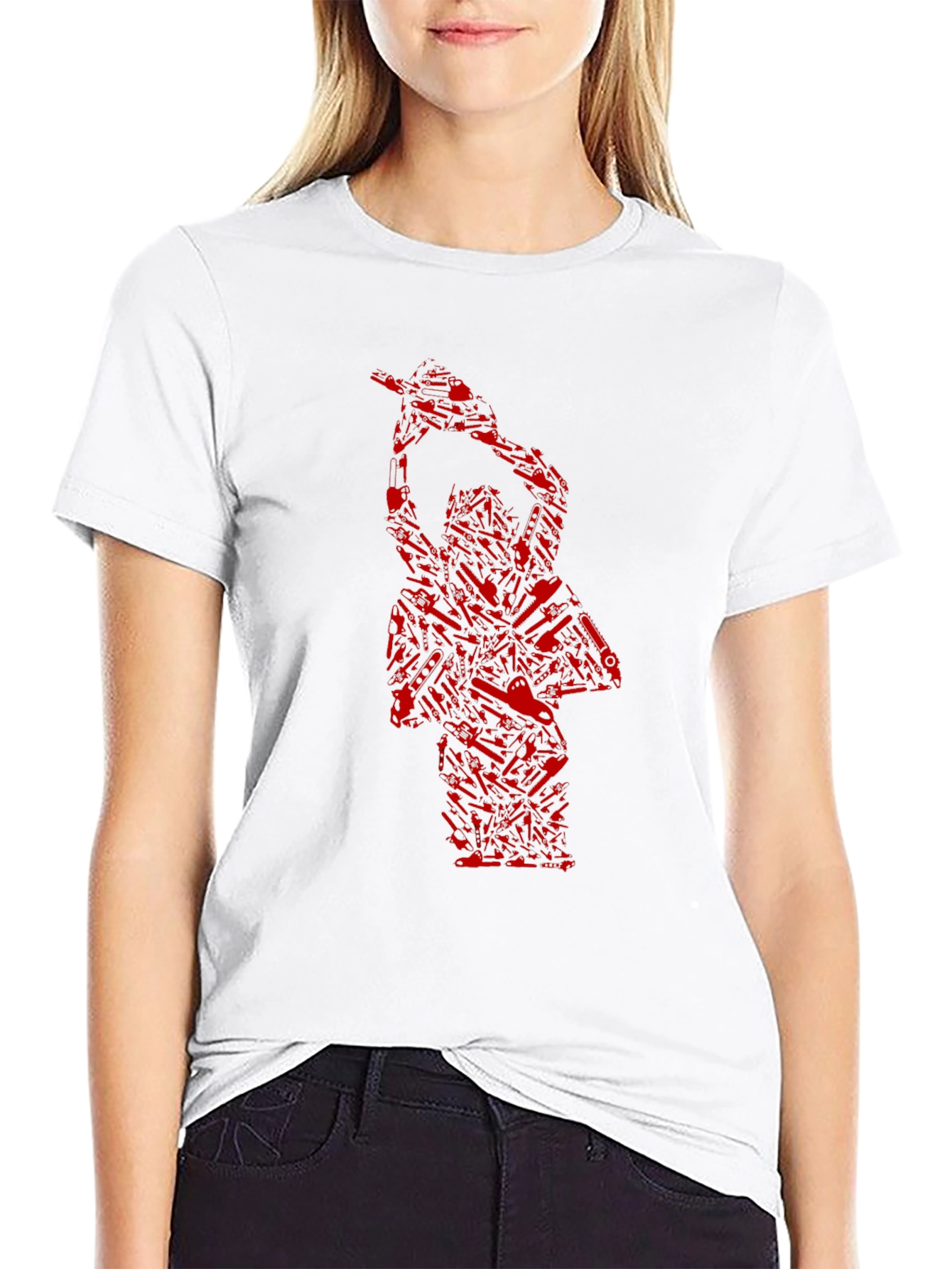 Red Texas Chainsaw Massacre Graphic Black T-Shirt