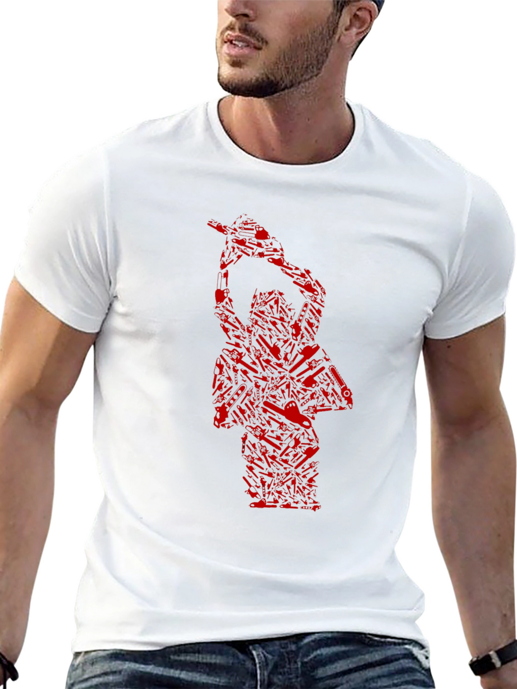 Red Texas Chainsaw Massacre Graphic Black T-Shirt