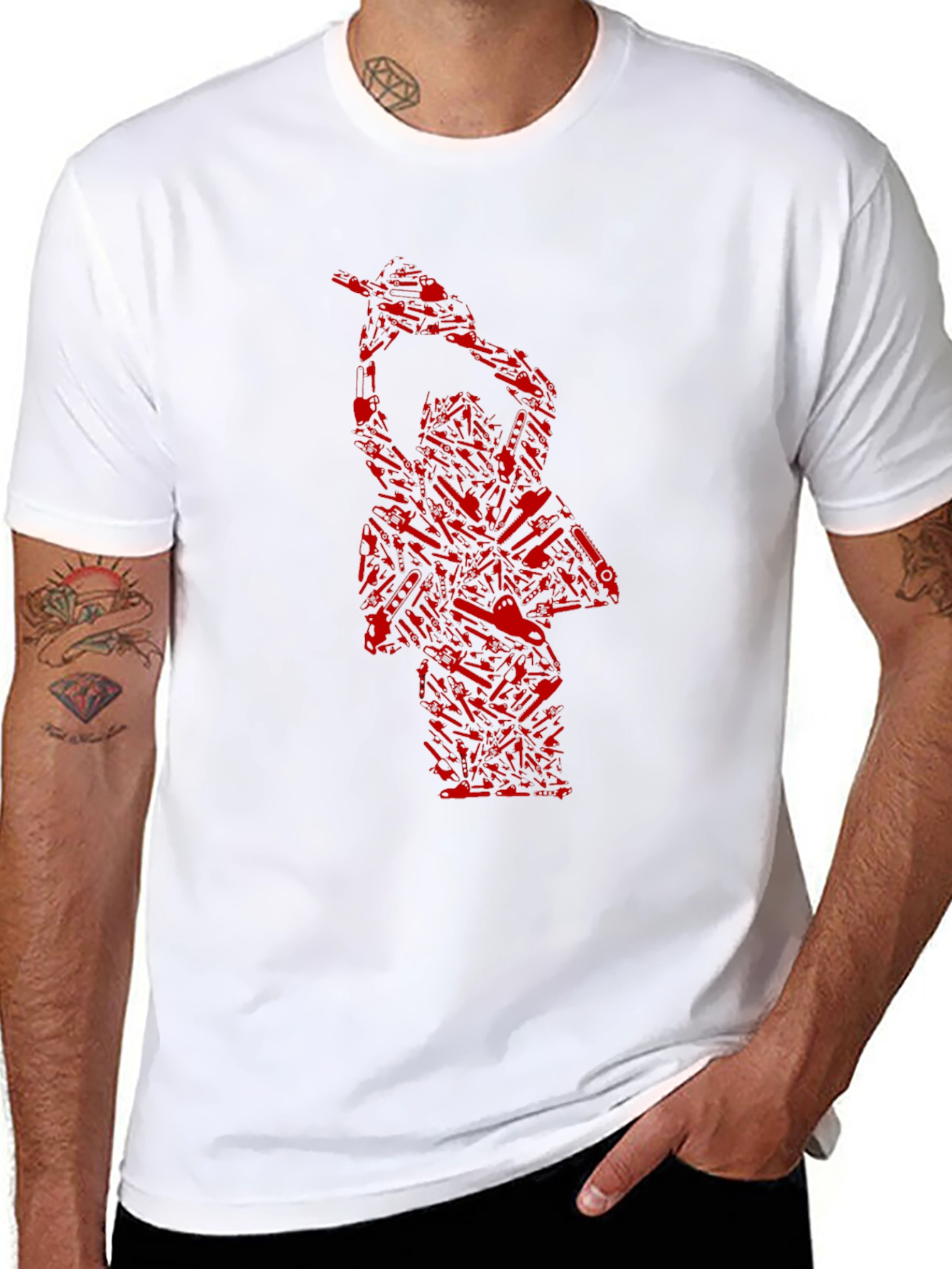 Red Texas Chainsaw Massacre Graphic Black T-Shirt