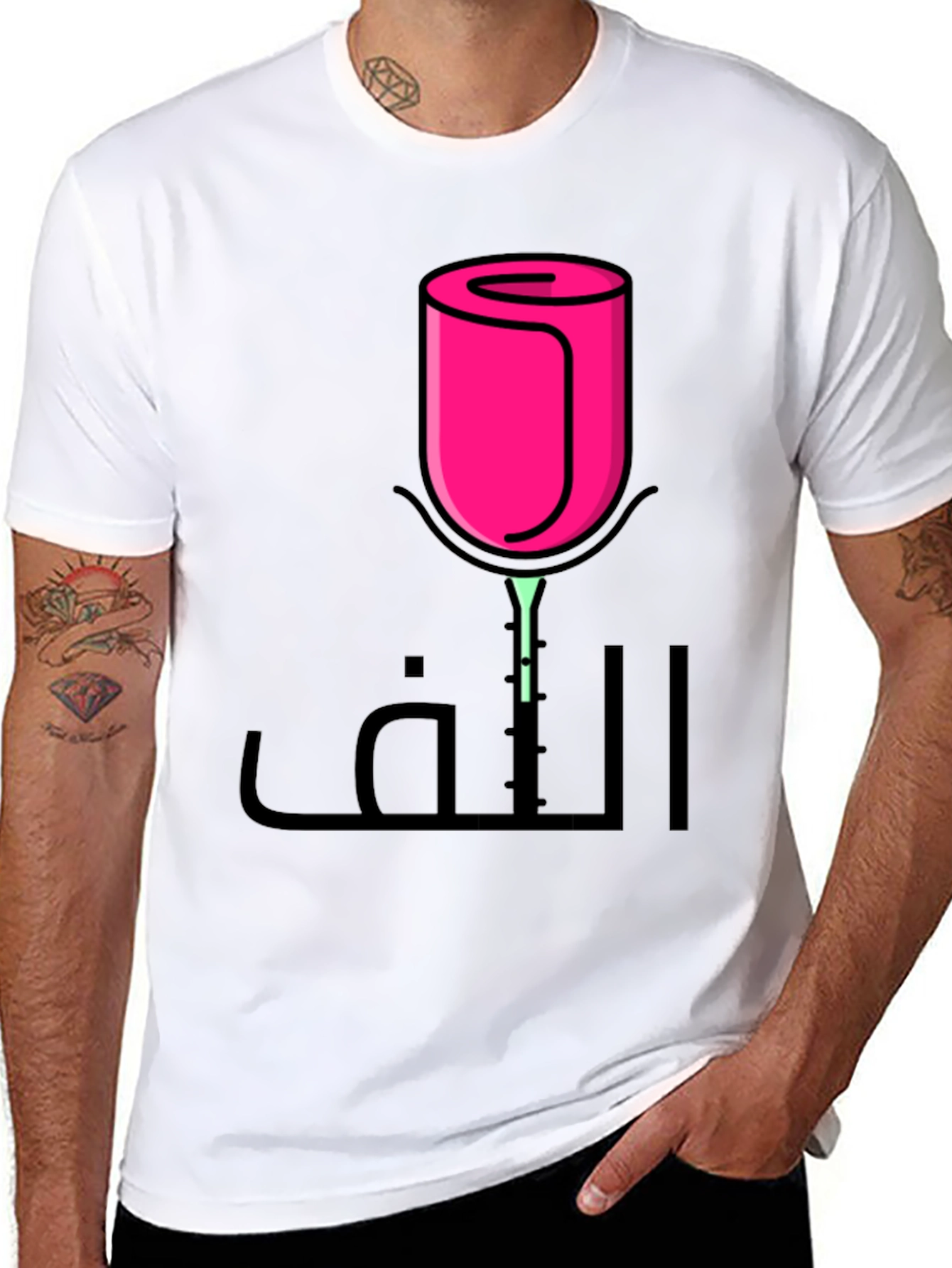 Rose Art Black T-Shirt