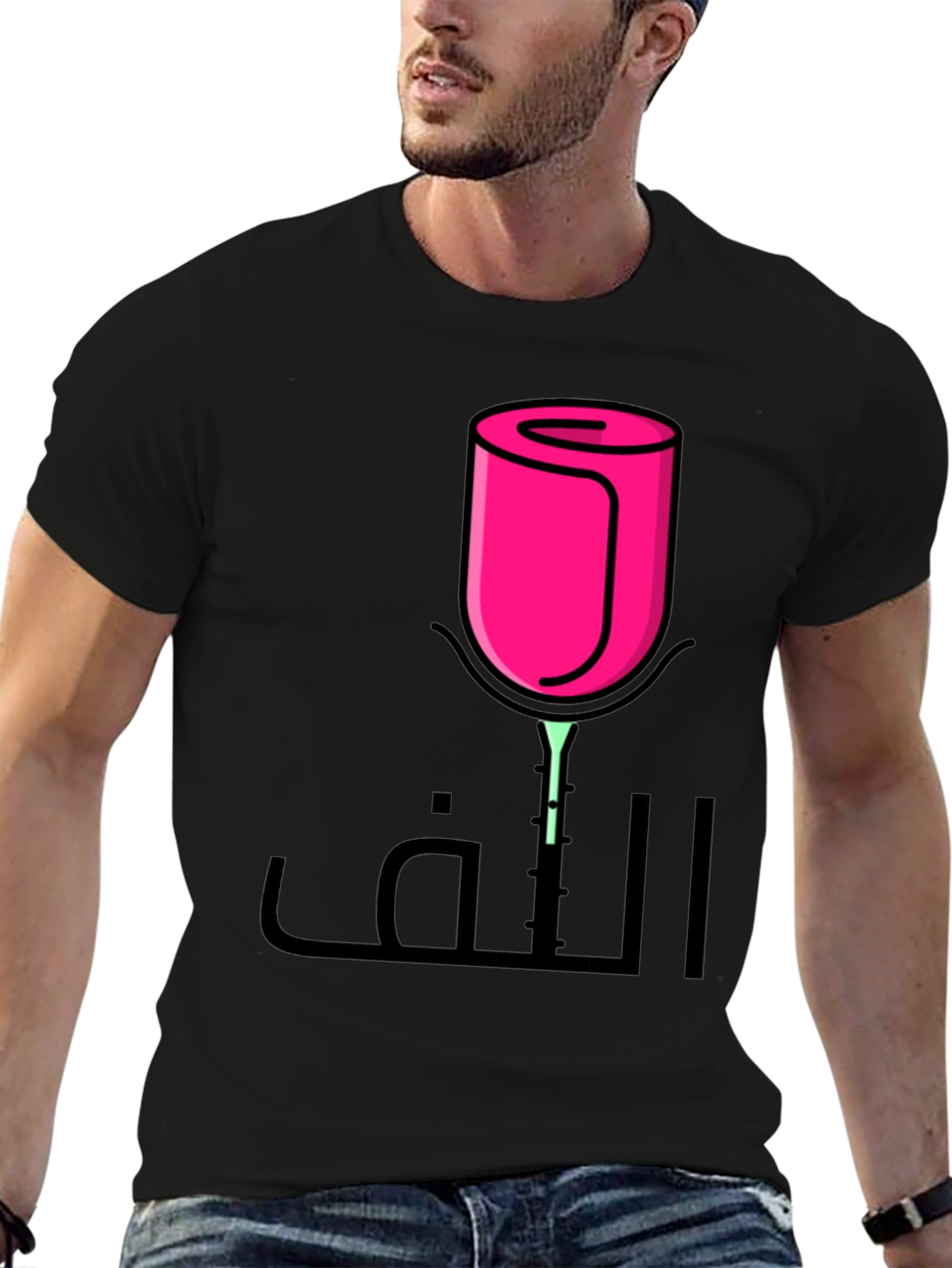 Rose Art Black T-Shirt