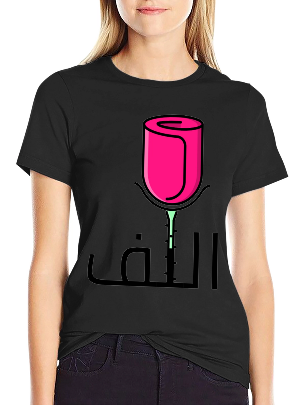 Rose Art Black T-Shirt