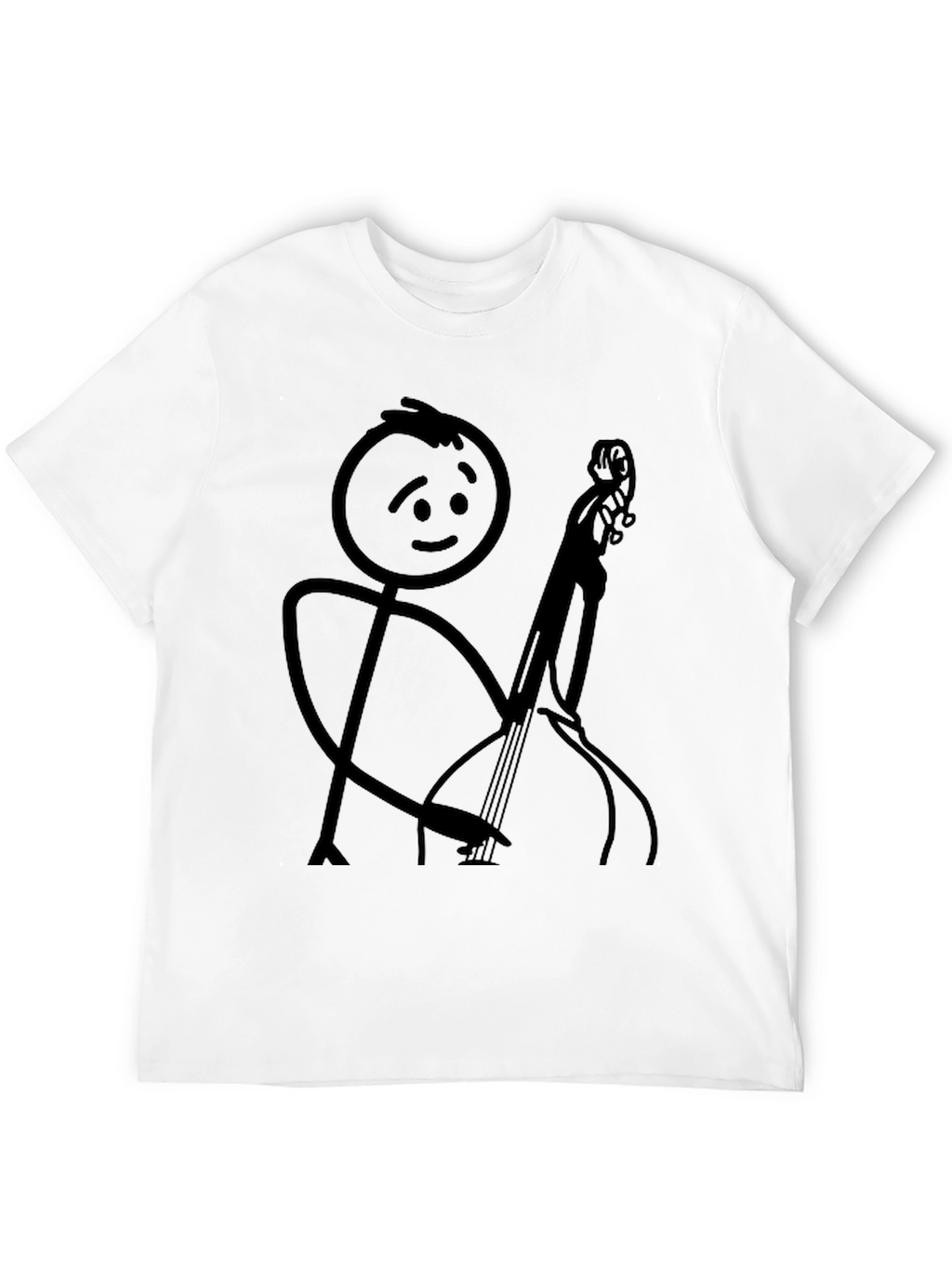 Stick Figure Cello Player Black T-Shirt