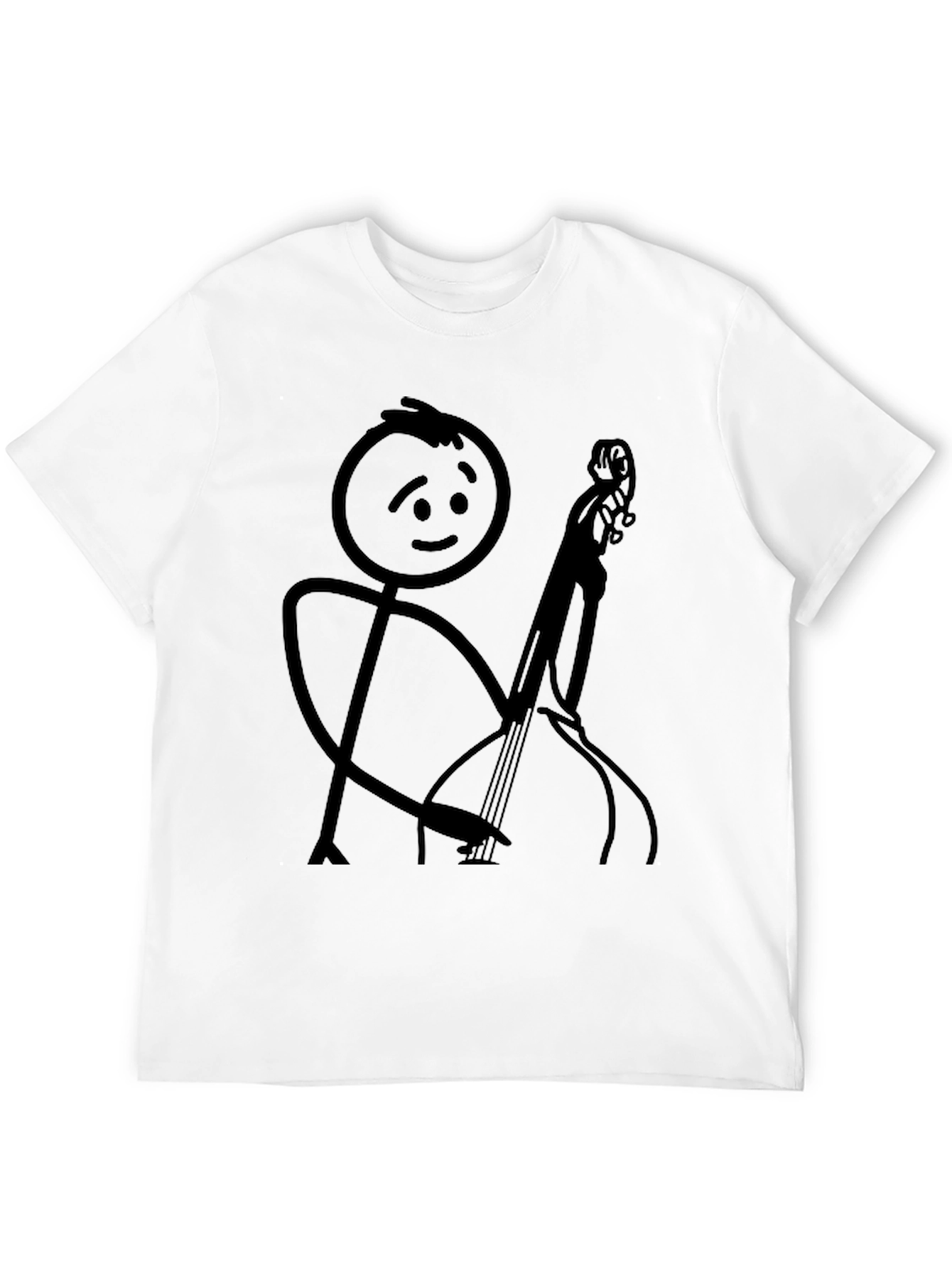 Stick Figure Cello Player Black T-Shirt