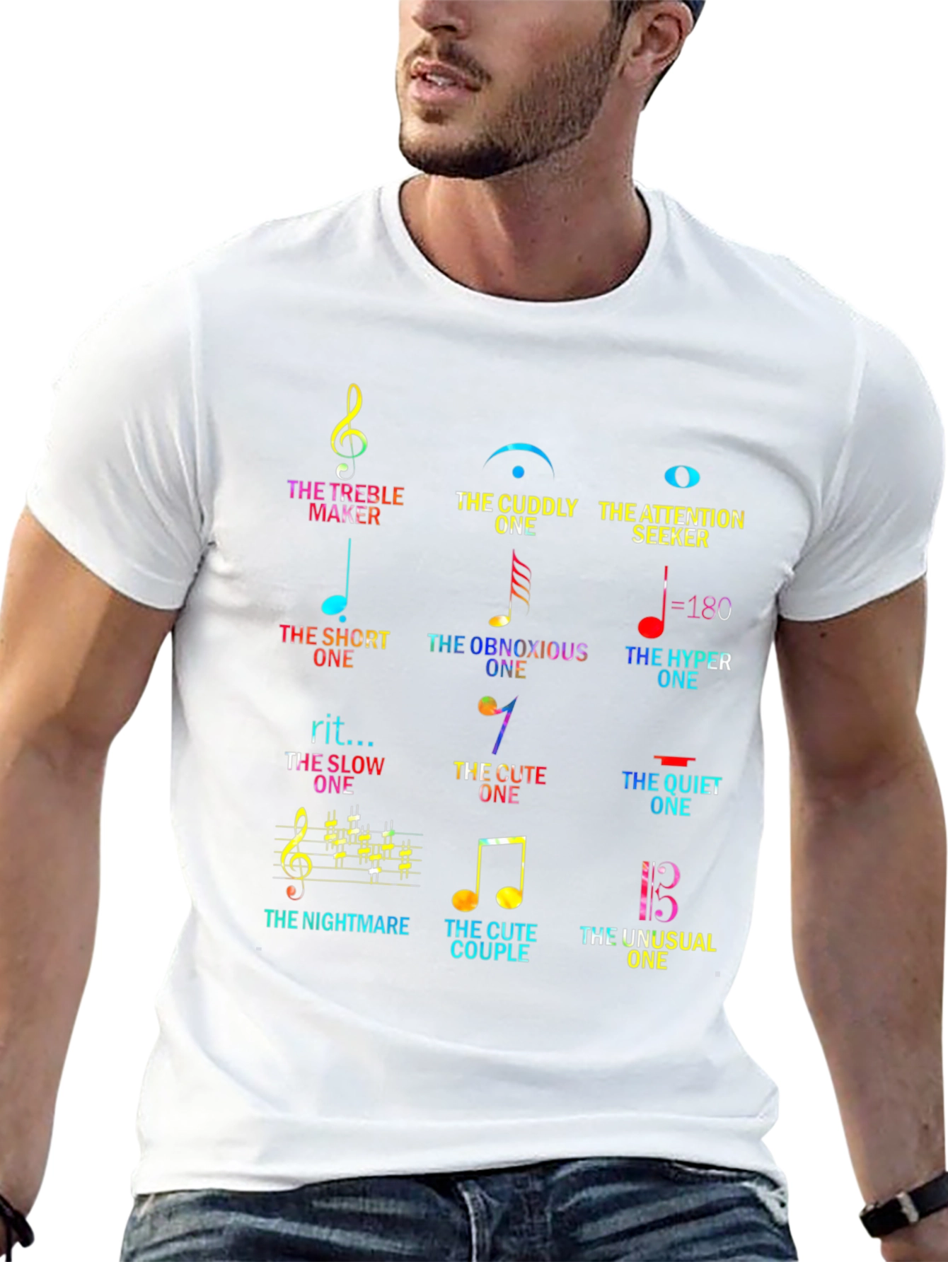Music Note Personality Graphic Tee - Novelty Musician T-Shirt