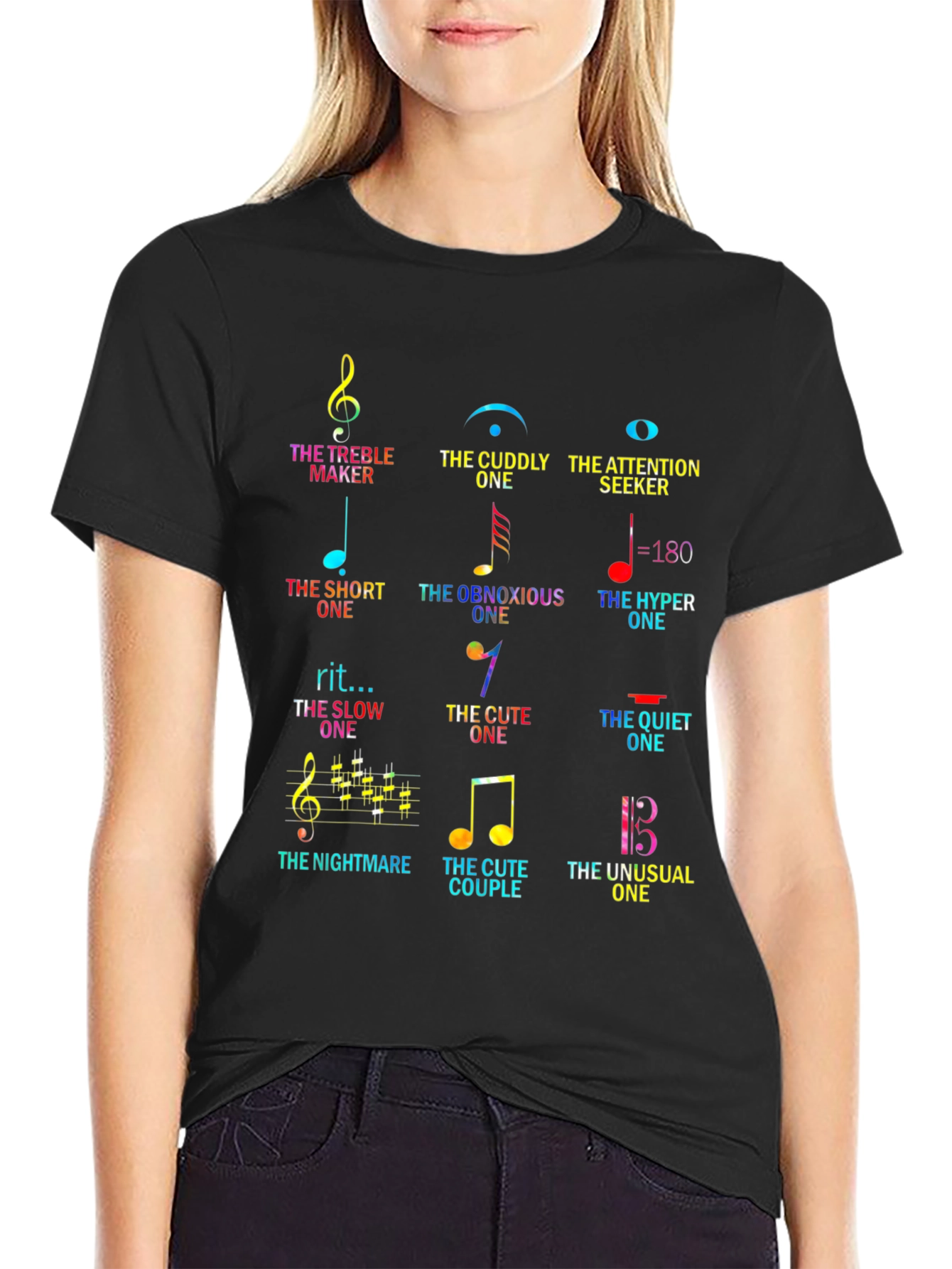 Music Note Personality Graphic Tee - Novelty Musician T-Shirt