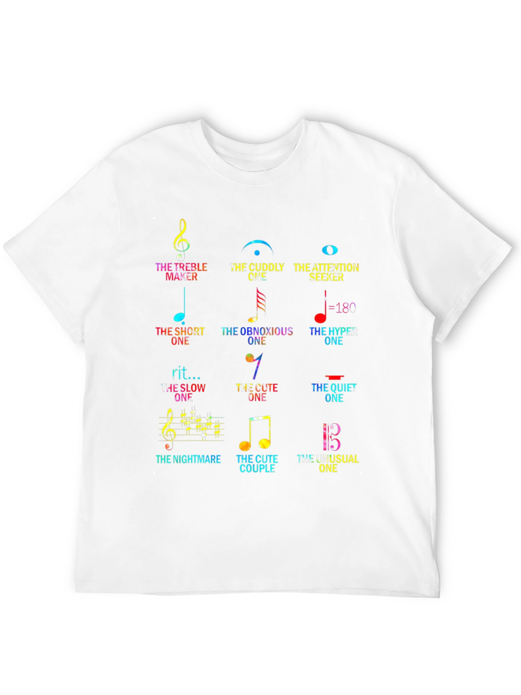 Music Note Personality Graphic Tee - Novelty Musician T-Shirt