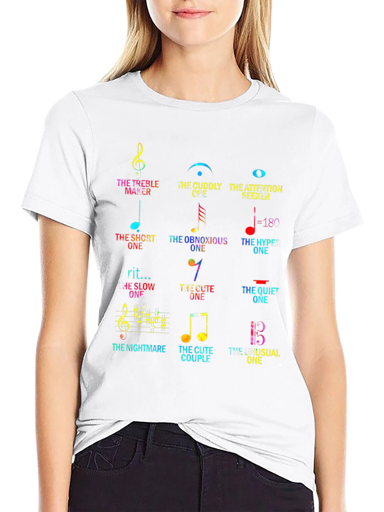 Music Note Personality Graphic Tee - Novelty Musician T-Shirt