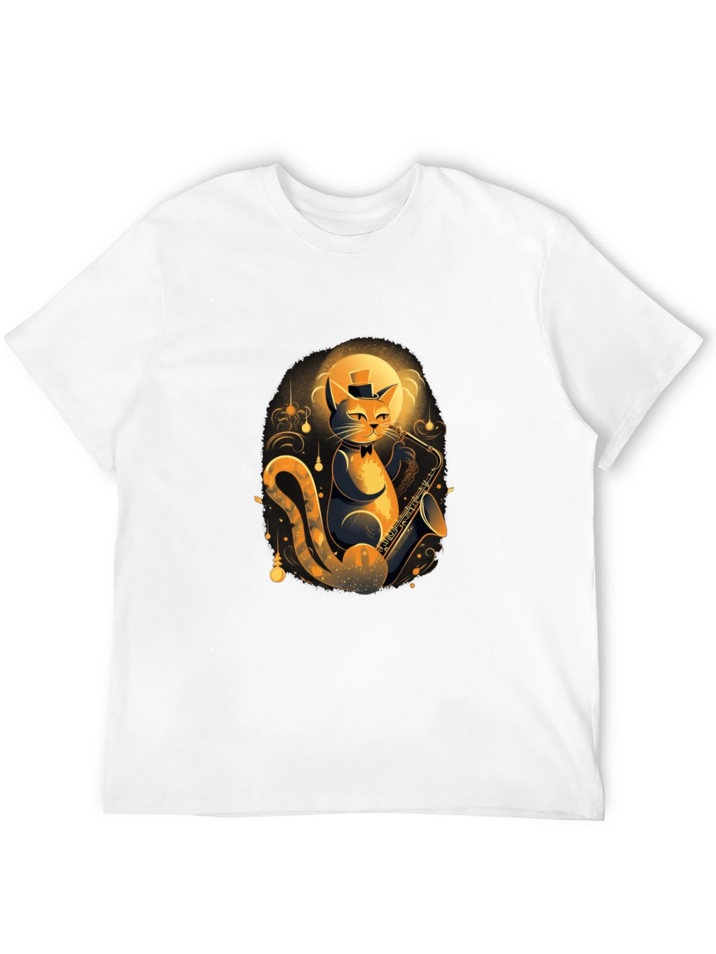 Cool Cat Saxophone Player Graphic T-Shirt