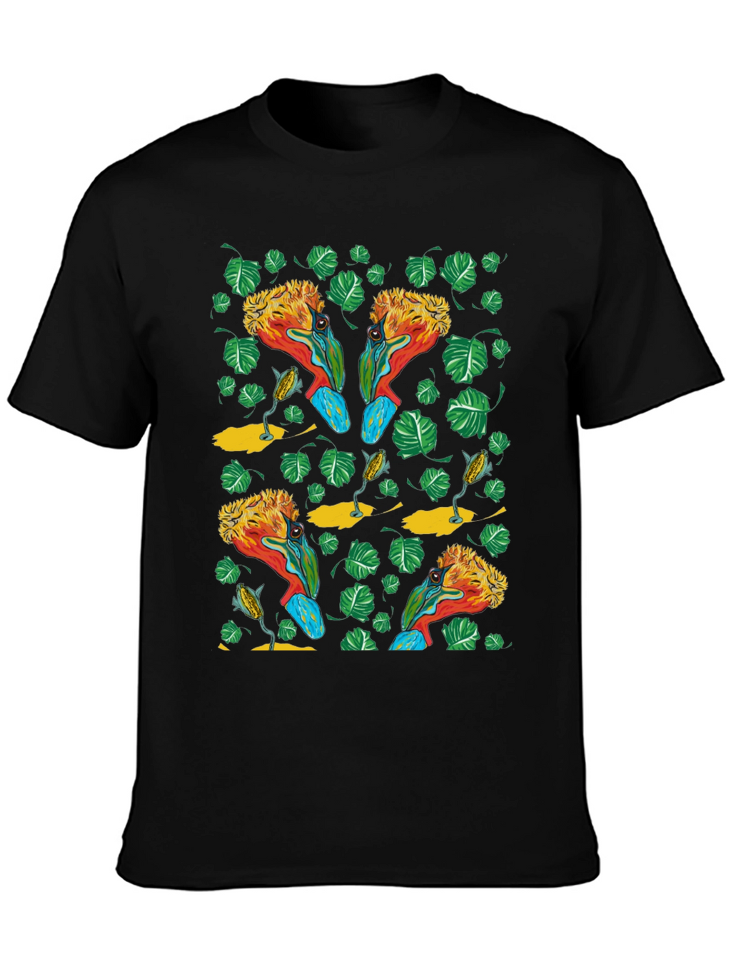 Tropical Bird Print T-Shirt - Unique Design