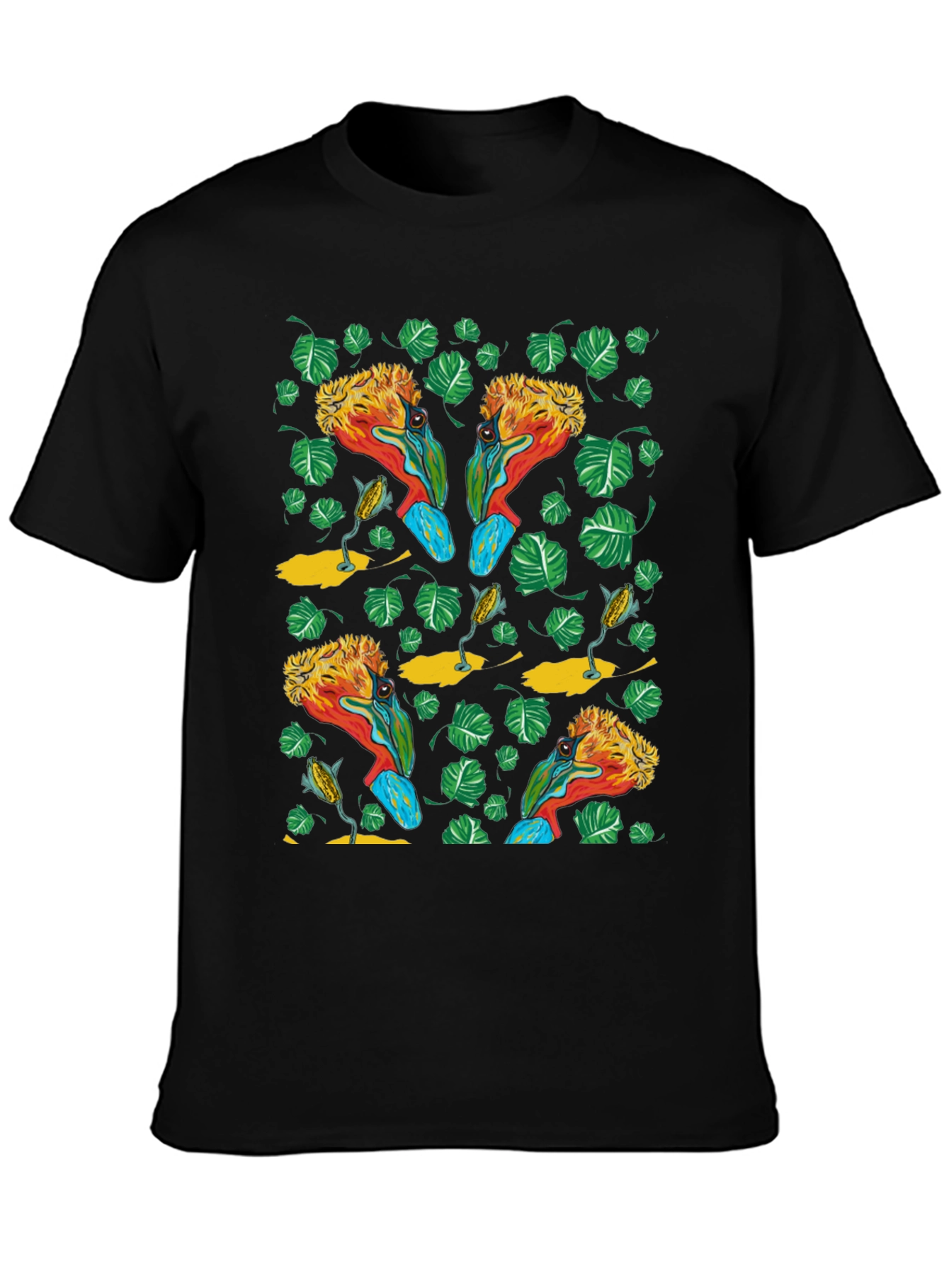 Tropical Bird Print T-Shirt - Unique Design