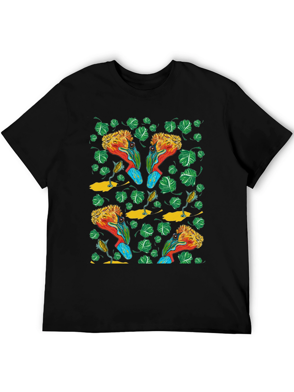 Tropical Bird Print T-Shirt - Unique Design