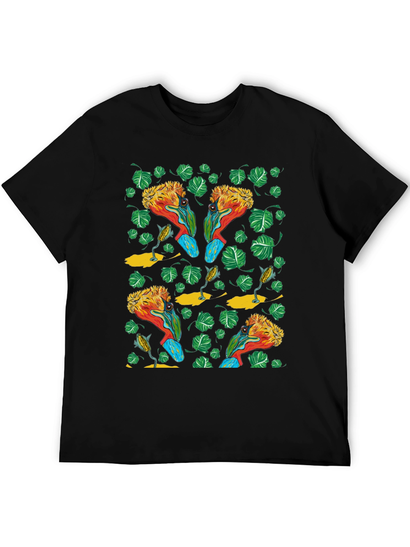 Tropical Bird Print T-Shirt - Unique Design