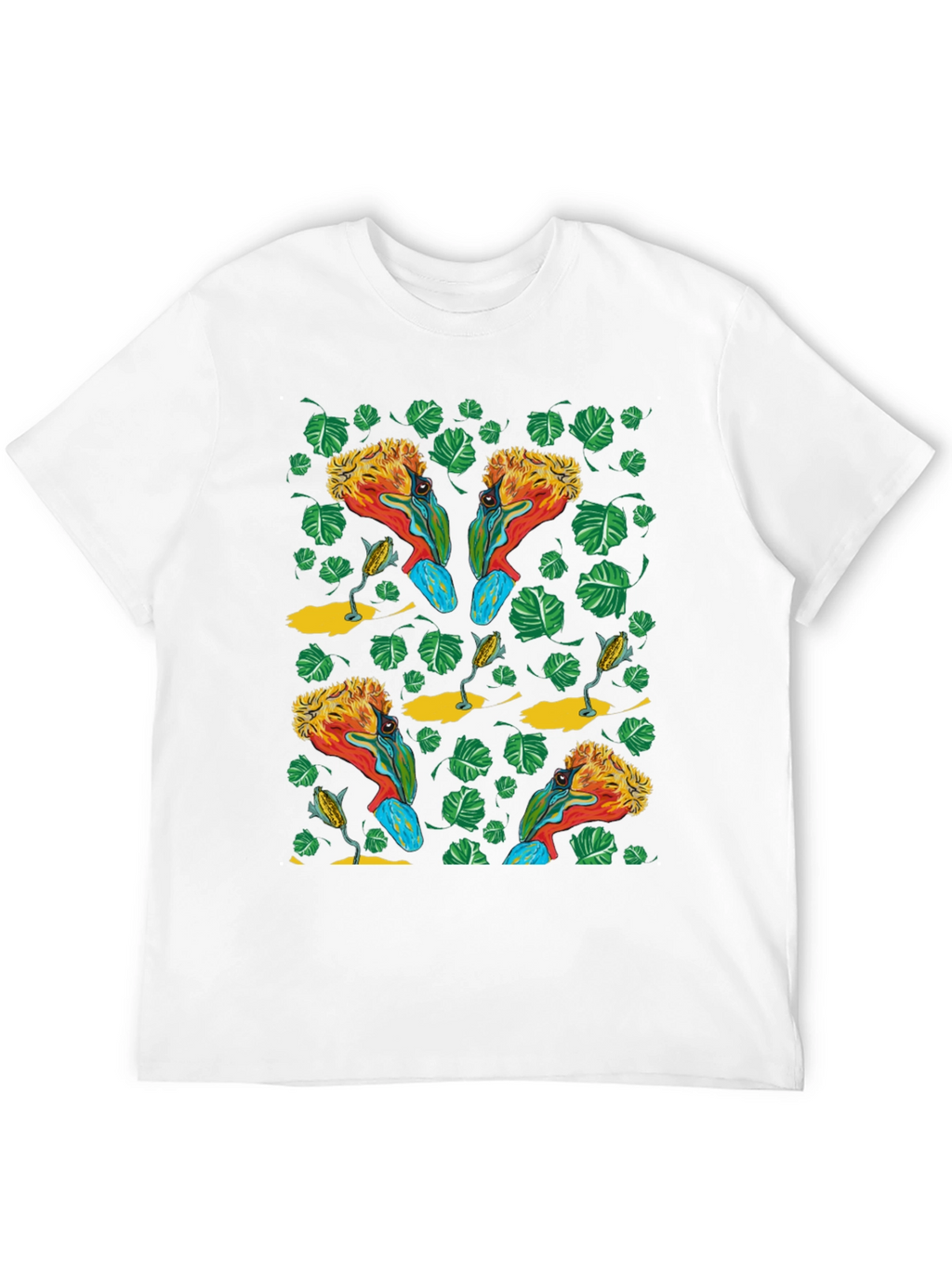 Tropical Bird Print T-Shirt - Unique Design