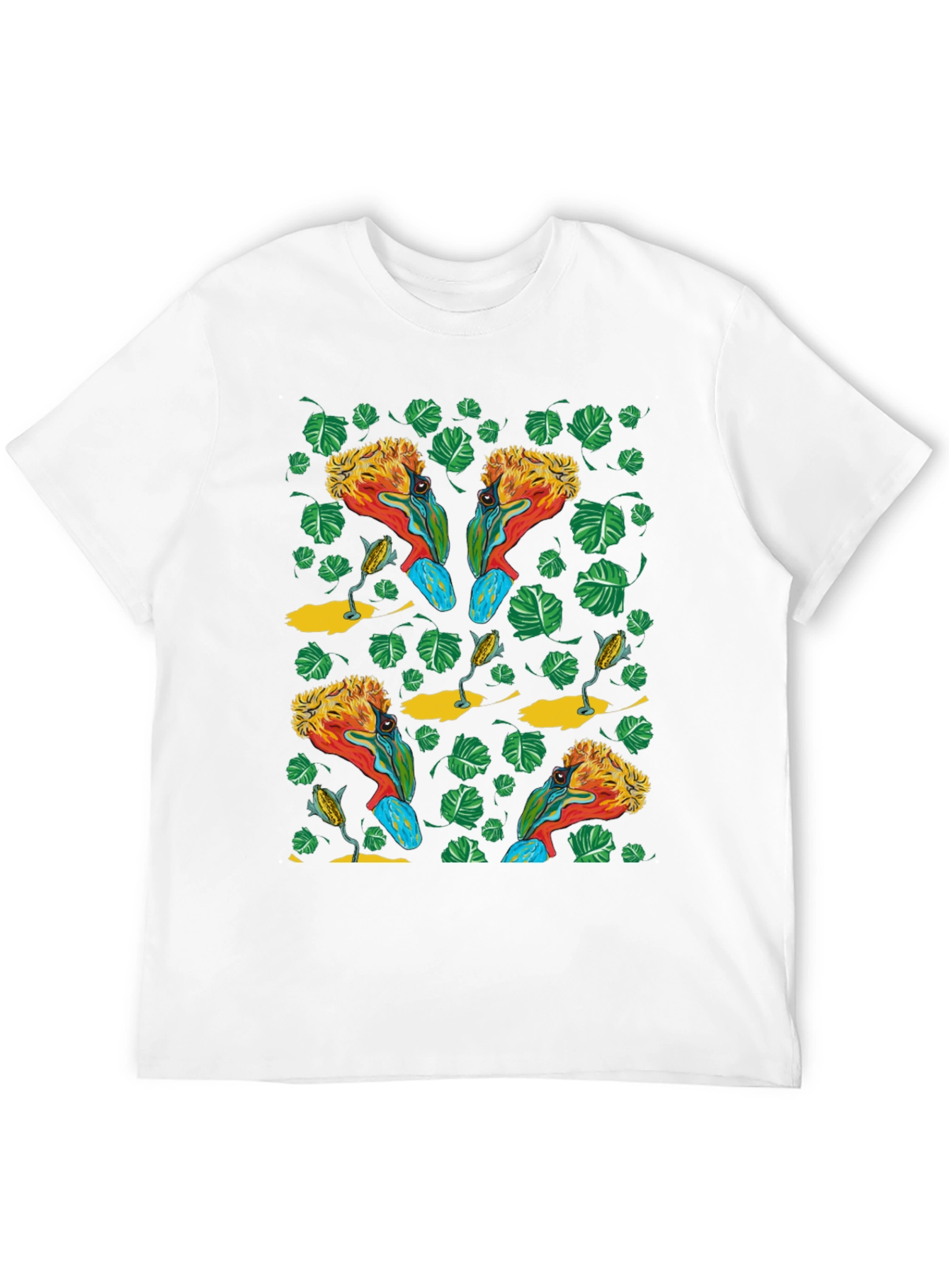 Tropical Bird Print T-Shirt - Unique Design