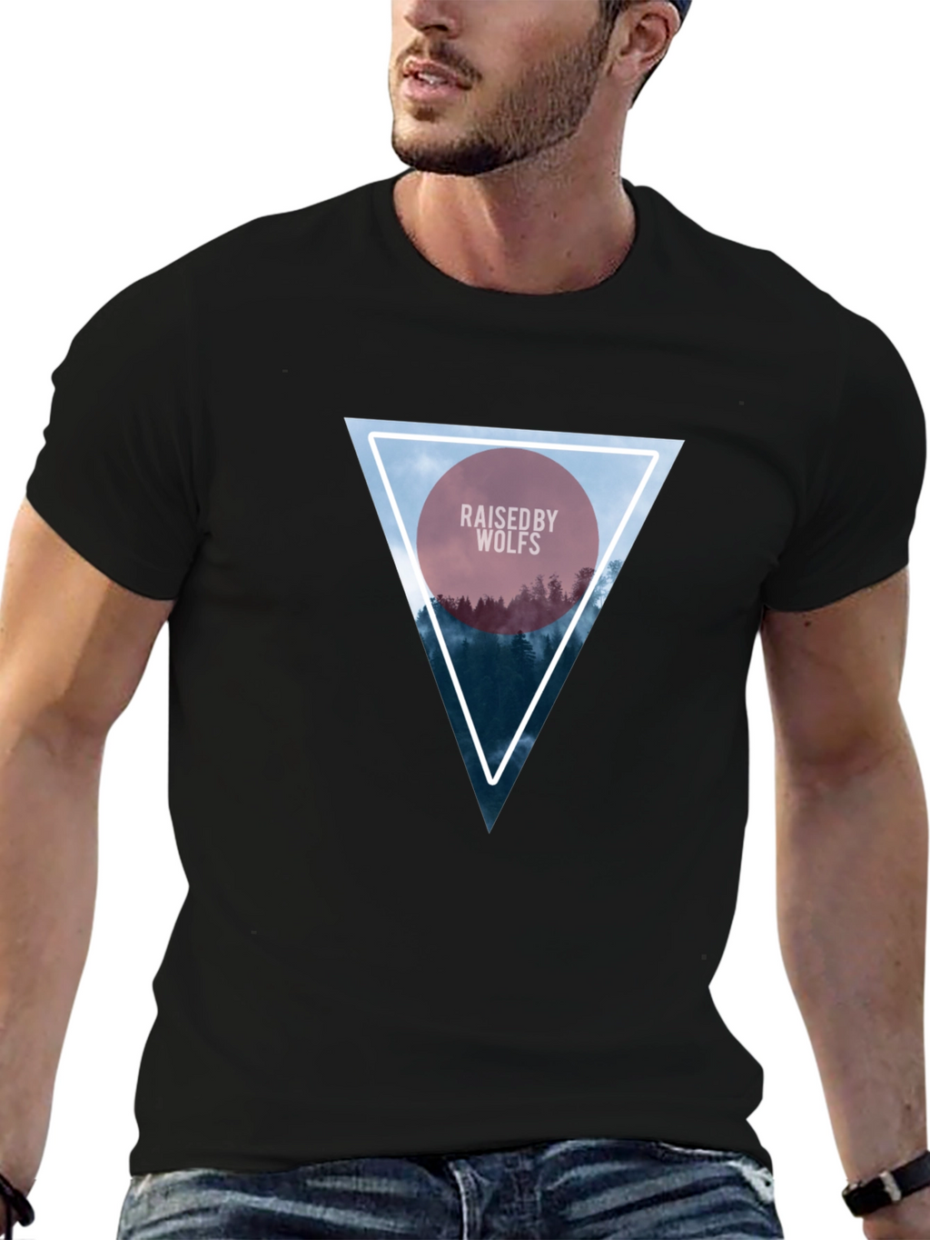 Raised by Wolves Triangle Graphic Black T-Shirt