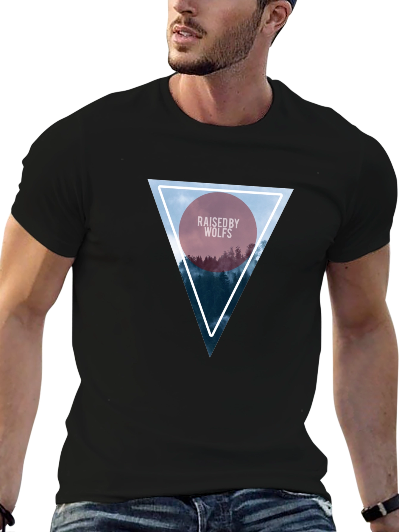 Raised by Wolves Triangle Graphic Black T-Shirt