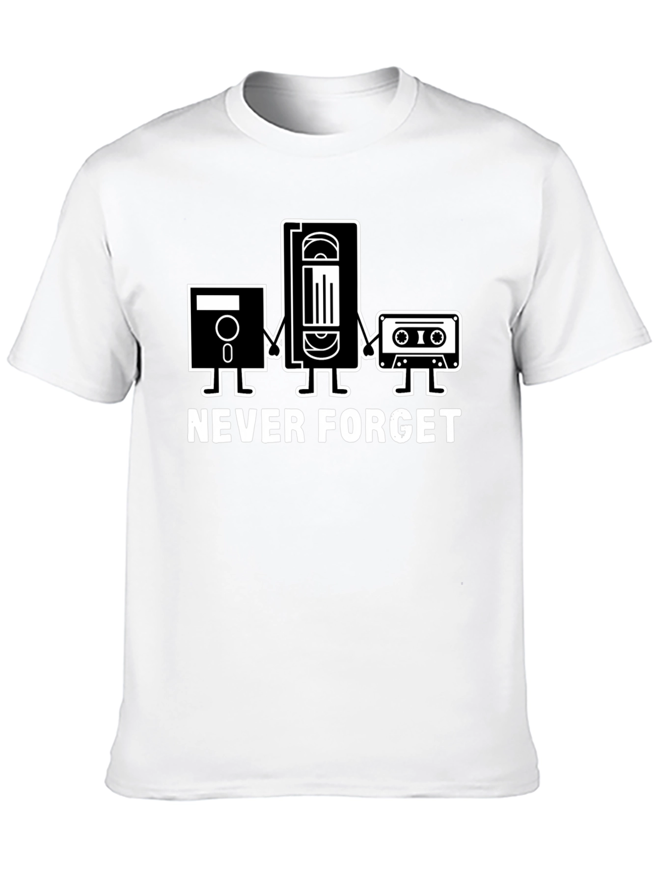 Retro Media Black T-Shirt - Never Forget