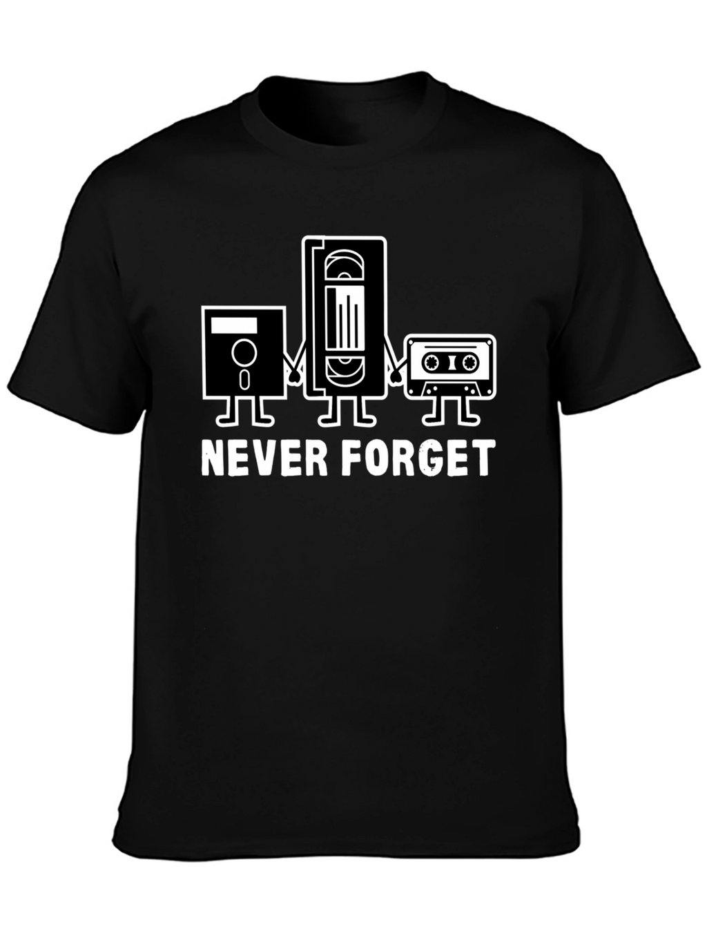 Retro Media Black T-Shirt - Never Forget