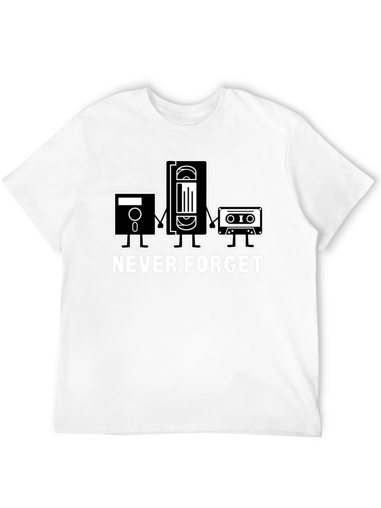 Retro Media Black T-Shirt - Never Forget