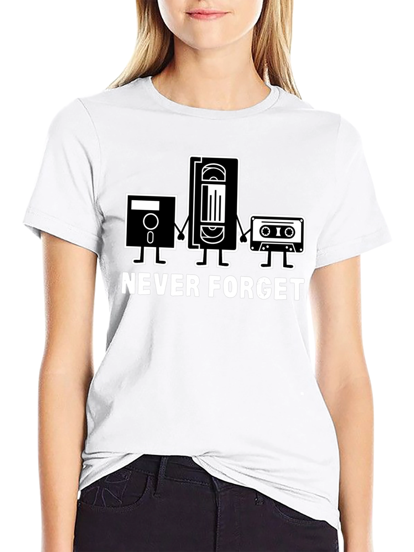 Retro Media Black T-Shirt - Never Forget